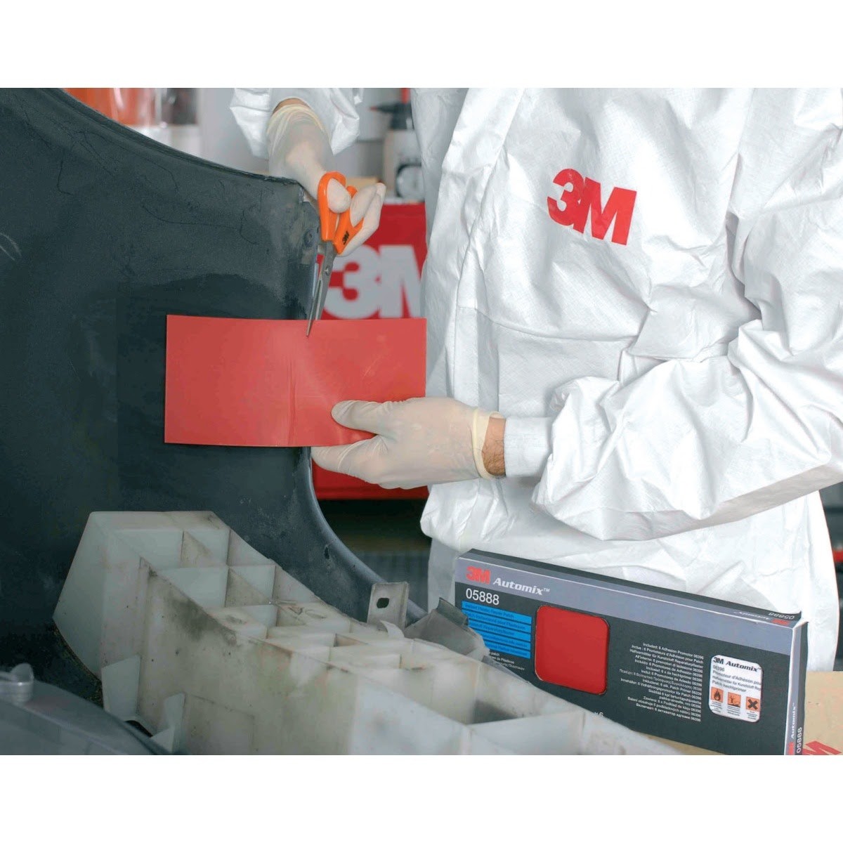 3M 05888 Flexible Bumper Patch, Kit, Black, 4 in x 8 in (7000045602) (12 Pieces) - (6Pack) - 7