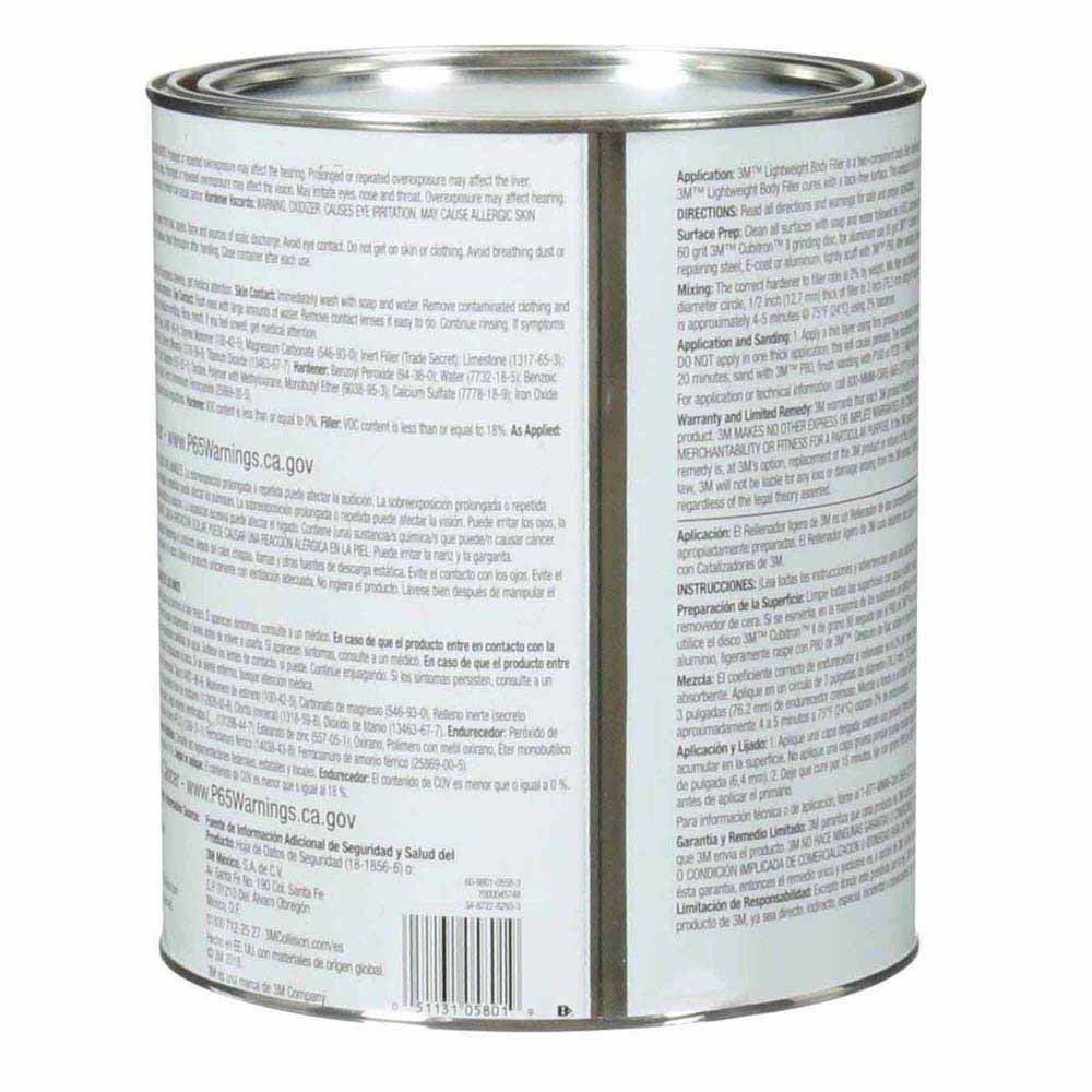 3M 7000045748 Lightweight Body Filler 1 Gallon Can (Includes Cream Hardener) - 5