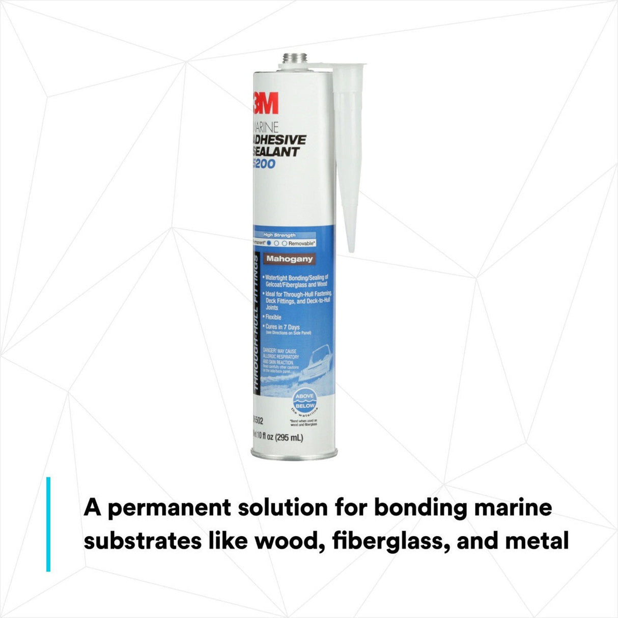 3M 5200 6502 Marine Adhesive Sealant Mahogany 10 fl oz Cartridge Above/Below Waterline Flexible Permanent Bonding (7000045778) - (12Pack) - 8