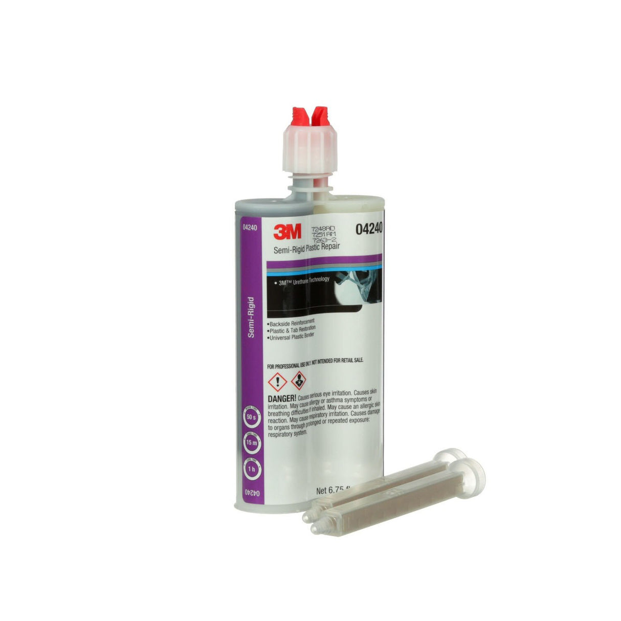 3M 4240 Semi-Rigid Plastic Repair, Two-Part Urethane Plastic Repair Adhesive, Dual Syringe, 200 mL Cartridge (7000046371) - (6Pack) - 2