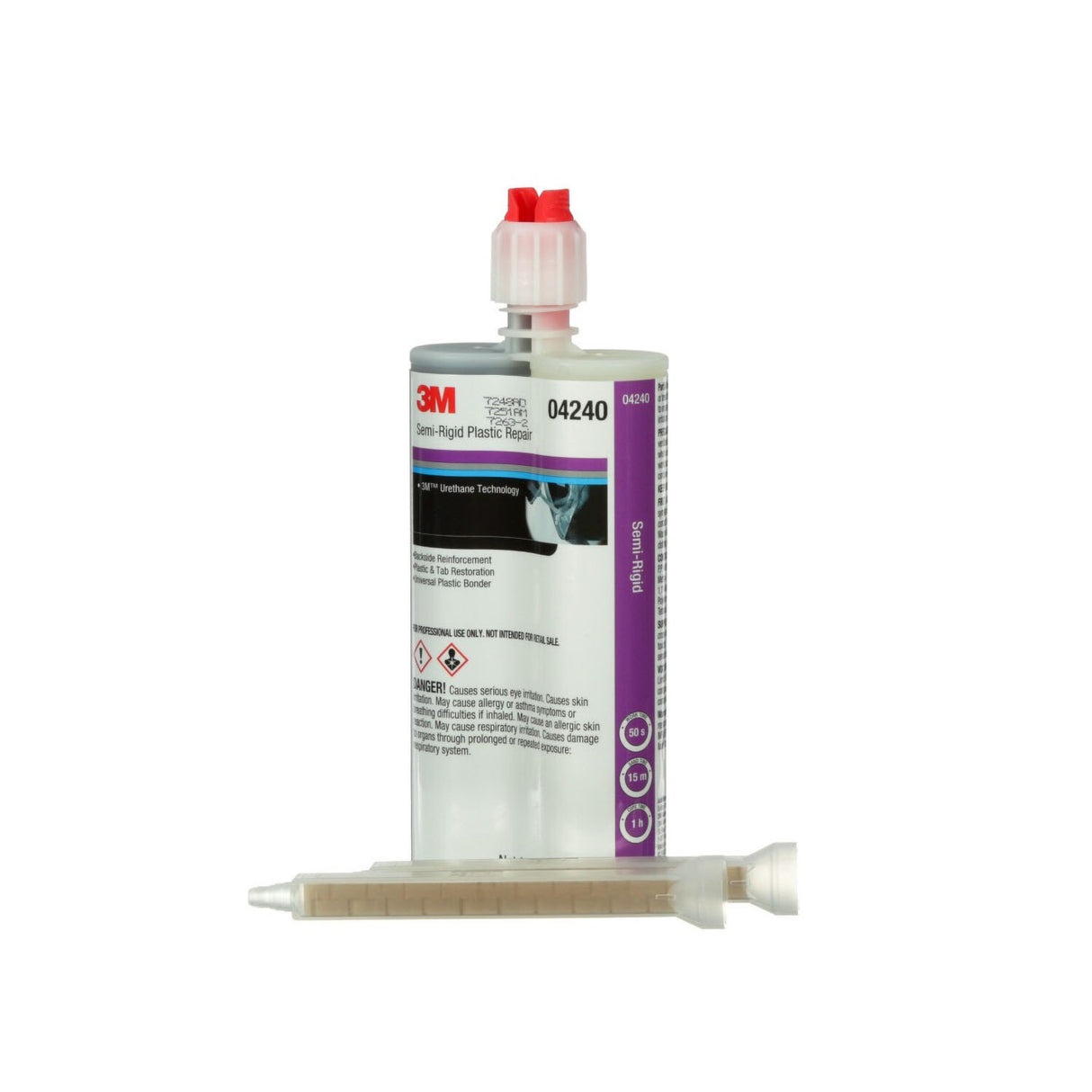 3M 4240 Semi-Rigid Plastic Repair, Two-Part Urethane Plastic Repair Adhesive, Dual Syringe, 200 mL Cartridge (7000046371) - (6Pack) - 3