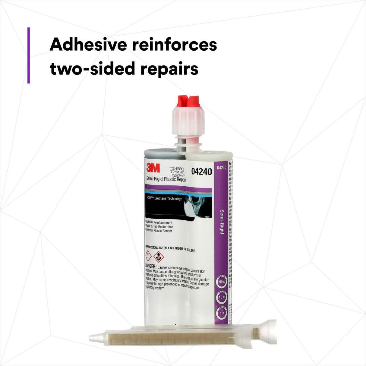 3M 4240 Semi-Rigid Plastic Repair, Two-Part Urethane Plastic Repair Adhesive, Dual Syringe, 200 mL Cartridge (7000046371) - (6Pack) - 6