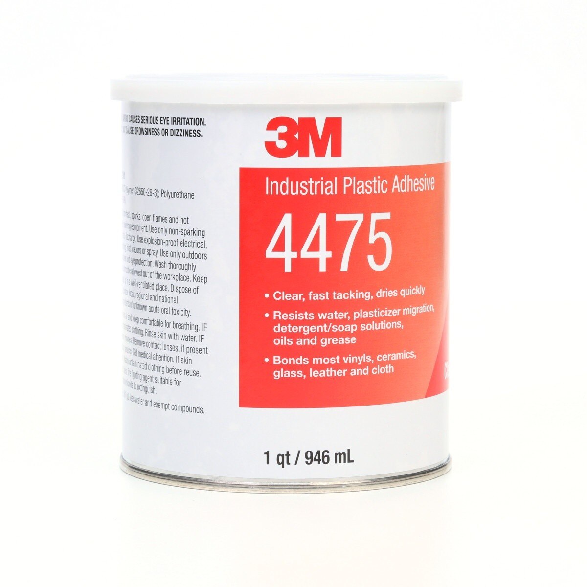 3M Industrial Plastic Adhesive 4475, Clear, 1 Quart Can (4475) (7000046573) - (12Pack) - 3