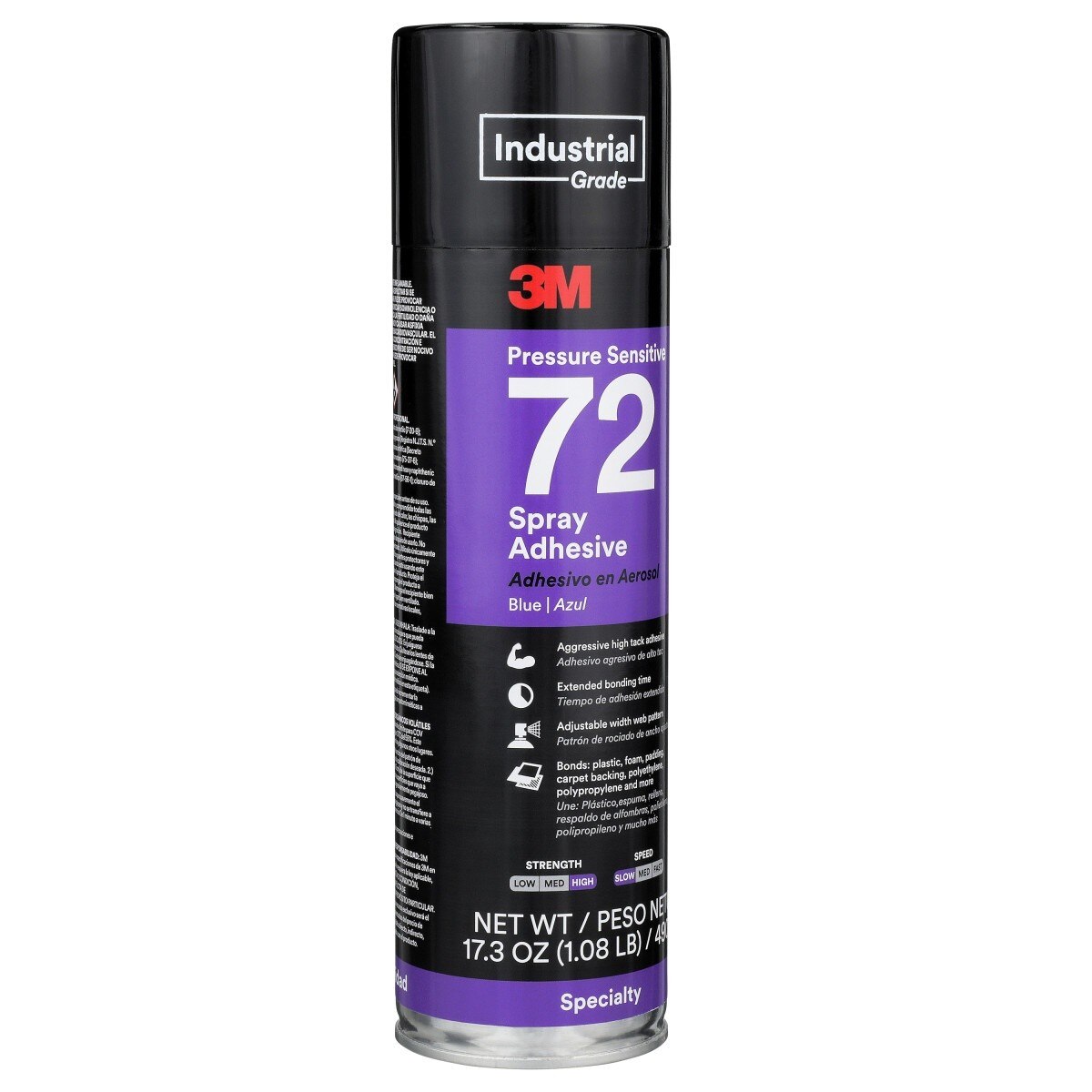 3M 72 Pressure Sensitive Spray Adhesive, Blue, 24 fl oz Can Net Wt 17.3 oz, Aerosol (7000046588) - (12Pack) - 2