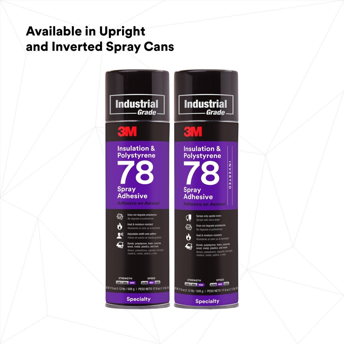 3M 78 41593 Polystyrene Foam Insulation Spray Adhesive, Clear, 24 fl oz Can, Net Wt 17.9 oz (7000046590) - (12Pack) - 7