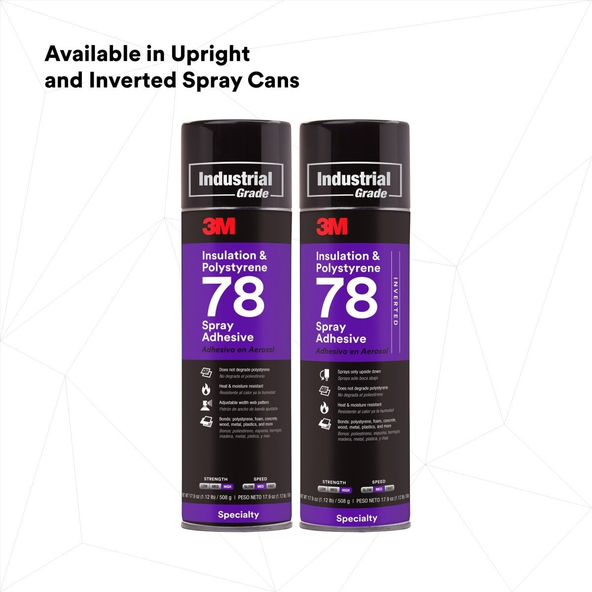 3M 78 41593 Polystyrene Foam Insulation Spray Adhesive, Clear, 24 fl oz Can, Net Wt 17.9 oz (7000046590) - 7