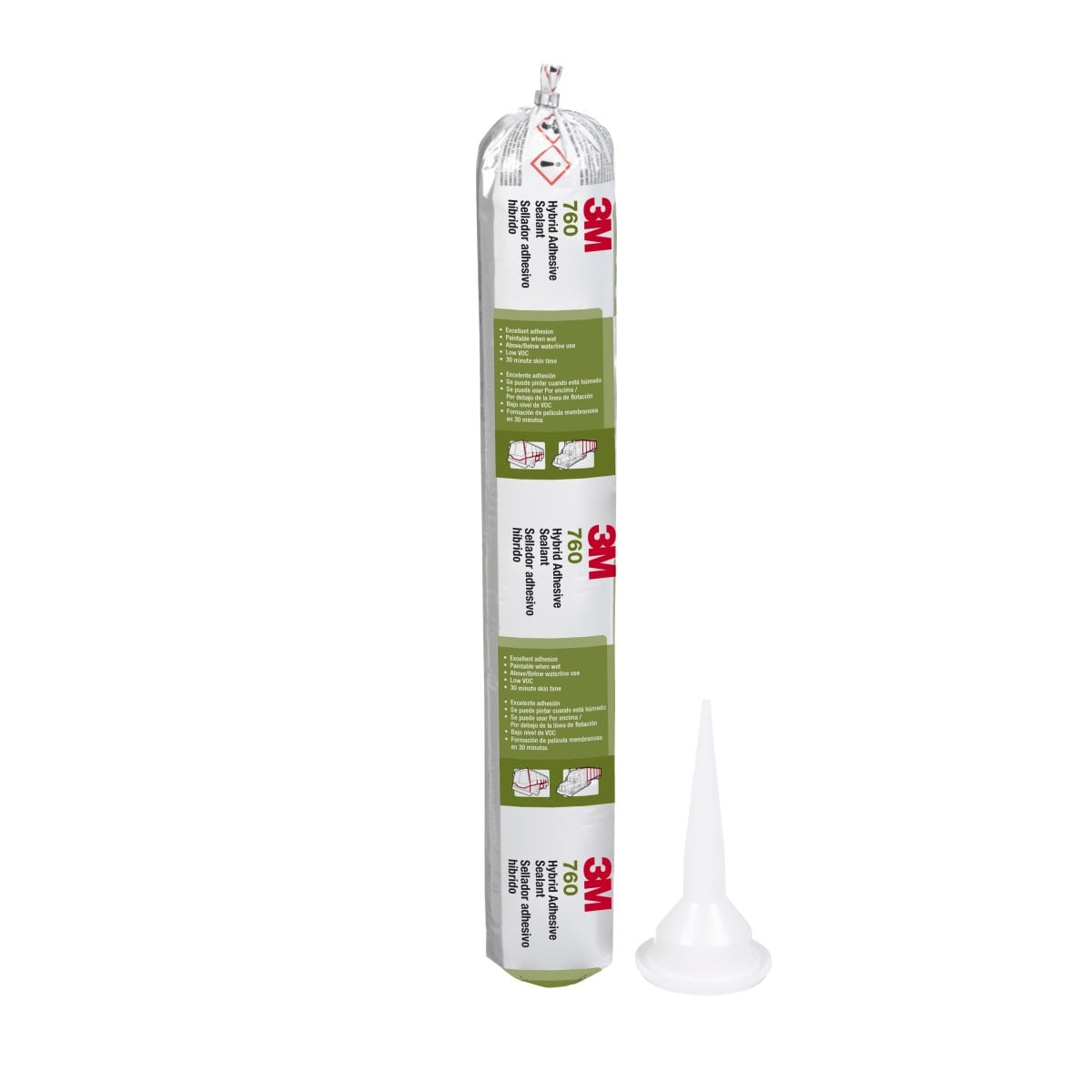 3M Adhesive Sealant 760 UV, White, 600 mL Sausage Pack (760 UV) (7000046609) - (12Pack) - 4