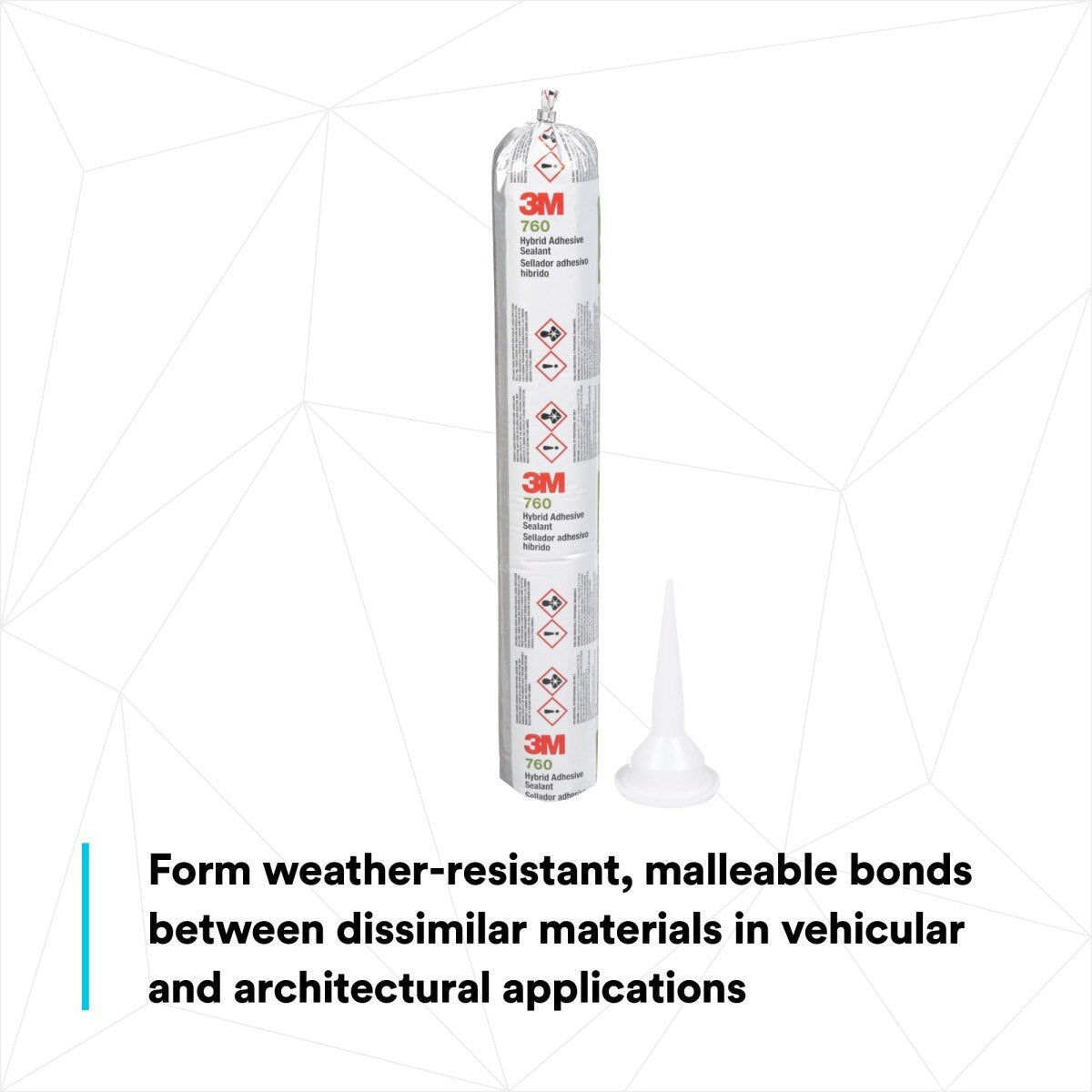3M Adhesive Sealant 760 UV, White, 600 mL Sausage Pack (760 UV) (7000046609) - (12Pack) - 6
