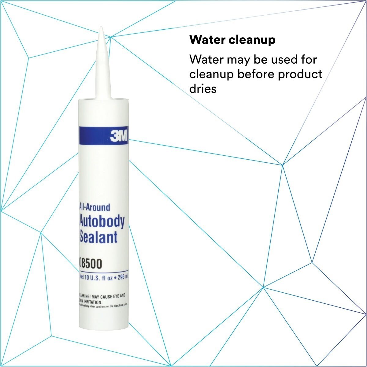 3M 08500 All-Around Autobody Sealant, Medium-Bodied, Water-Based, Quick-Drying, White, 1/10 gal 10 fl oz Cartridge (7000046622) - (12Pack) - 8