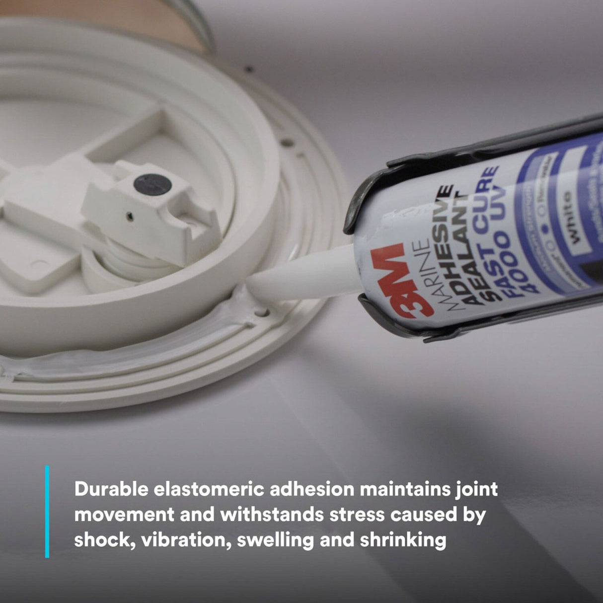 3M 4000 UV Marine Adhesive Sealant Fast Cure, White, Medium Strength, UV Resistant, 295 mL Cartridge, 10 fl oz (6580) (7000046623) - (12Pack) - 6
