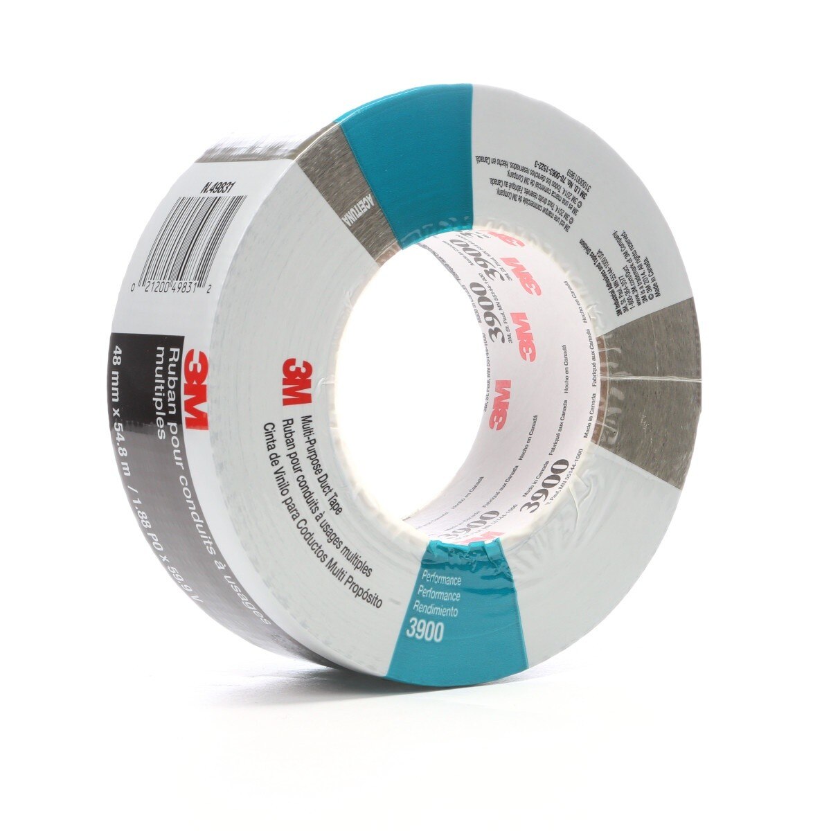 3M 3900 Multi-Purpose Duct Tape, Olive, Rubber Adhesive, Water Resistant, 48 mm x 54.8 m, 7.6 mil, Individually Wrapped Conveniently Packaged (7000049744) - (24Pack) - 2