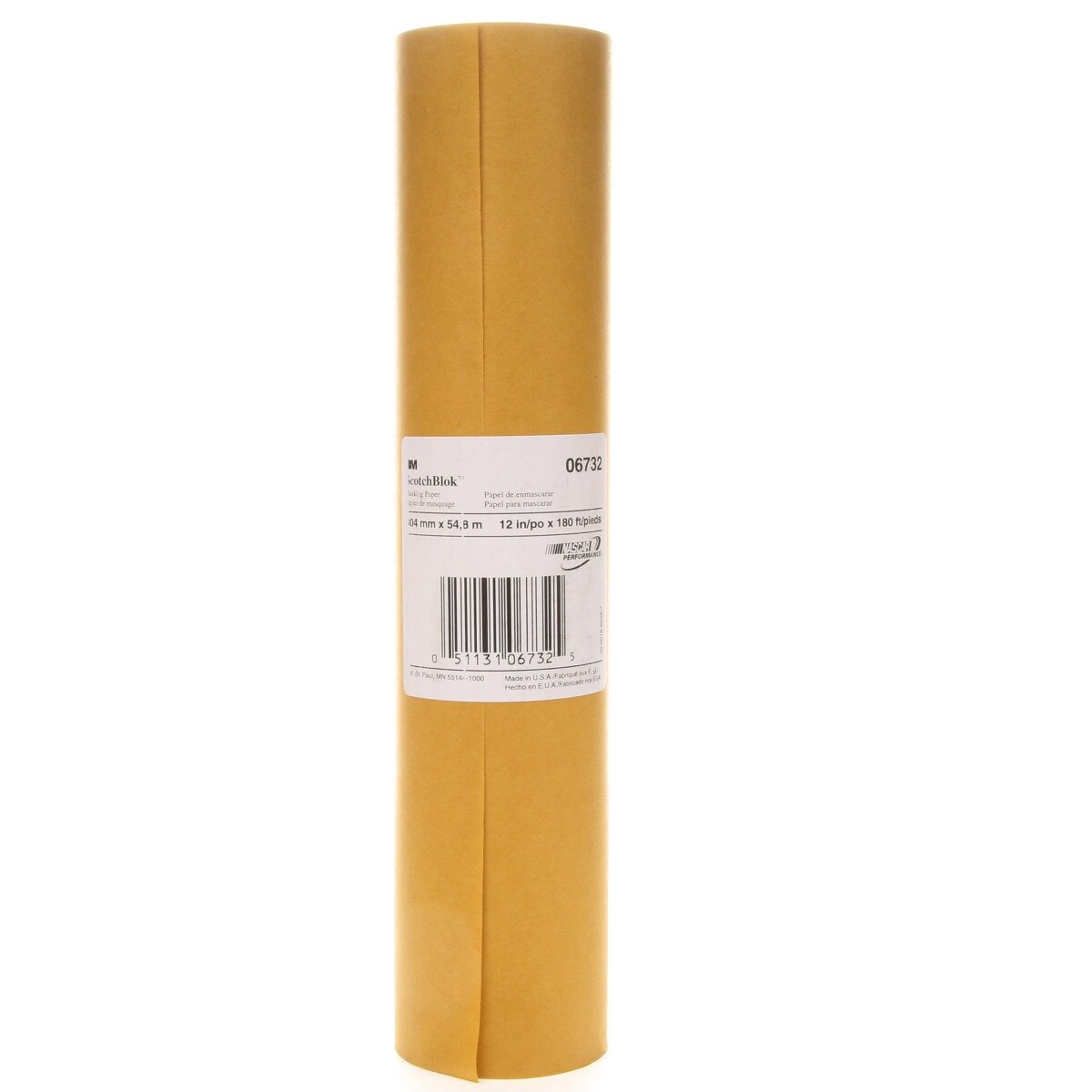 3M Scotchblok Masking Paper, Polycoated Backing, Bleed Through Resistant, Gold, 12 in x 180 ft (06732) (7000051821) - (12Pack)