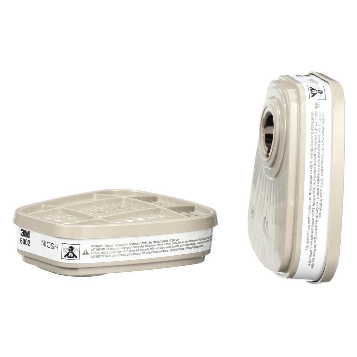 3M 6002 Acid Gas Respirator Cartridge, Bayonet, White (7000051850) (1 Pair) - (30Pack) - 3
