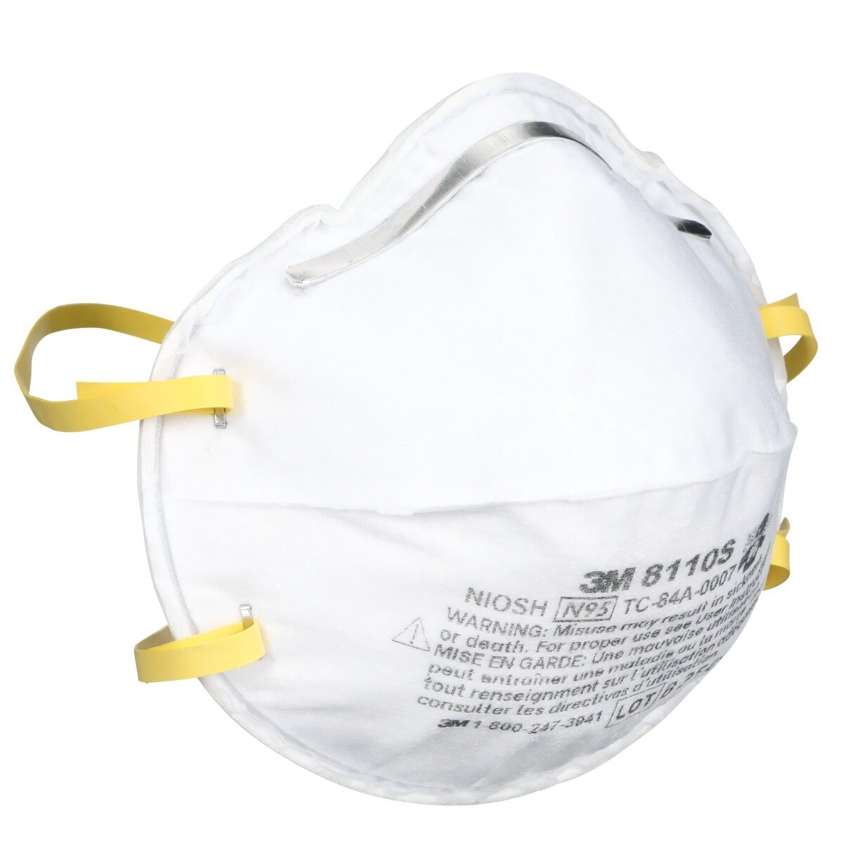 3M 8110S Particulate Respirator, N95, Unsealed, Small, Disposable, Adjustable Noseclip, Two Strap, Nosefoam (7000052065) (160 Pack) - 3