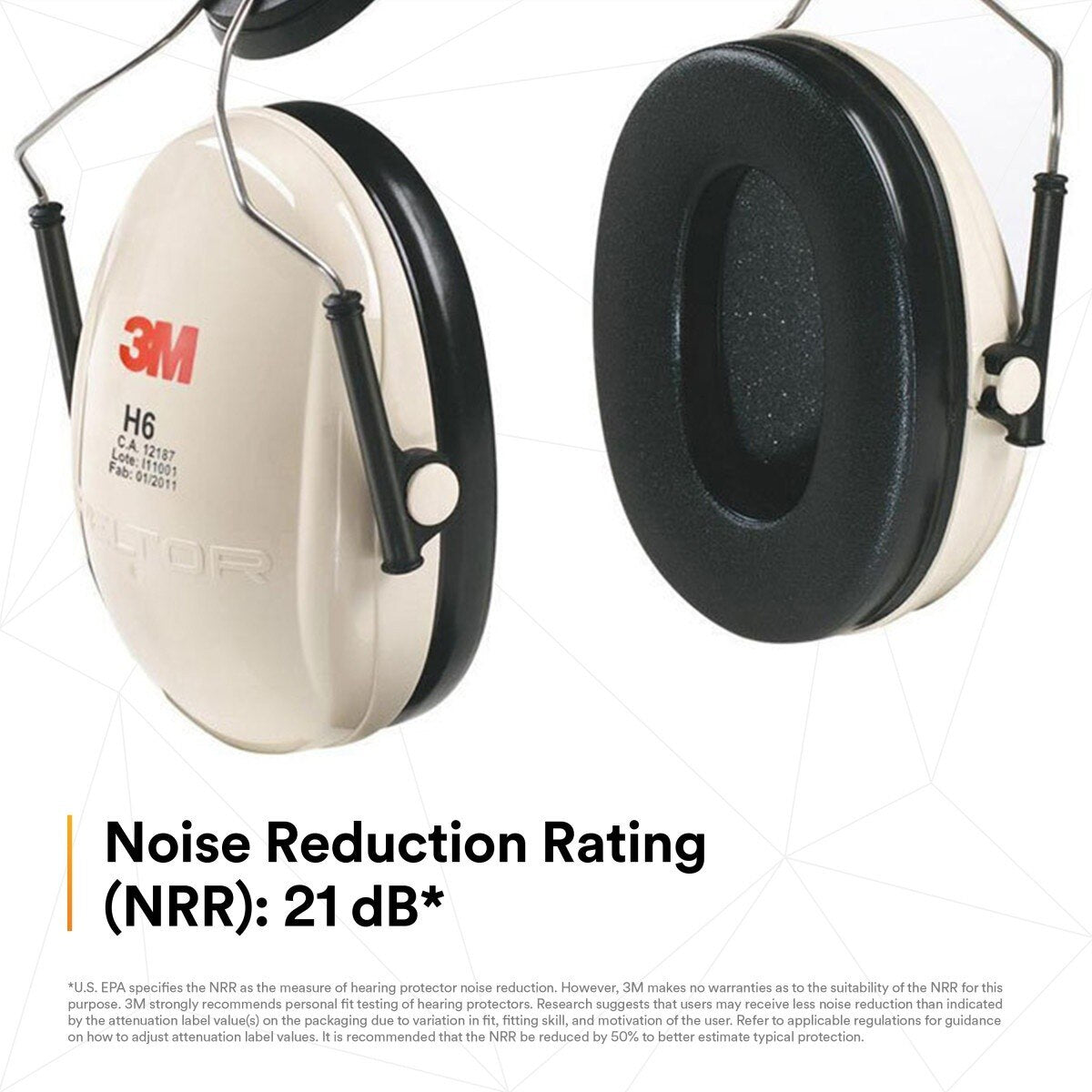 3M 7000052743 Optime 95 Cap-Mount Earmuffs with Universal Hard Hat Attachment 21 dB NRR - (10Pack) - 6