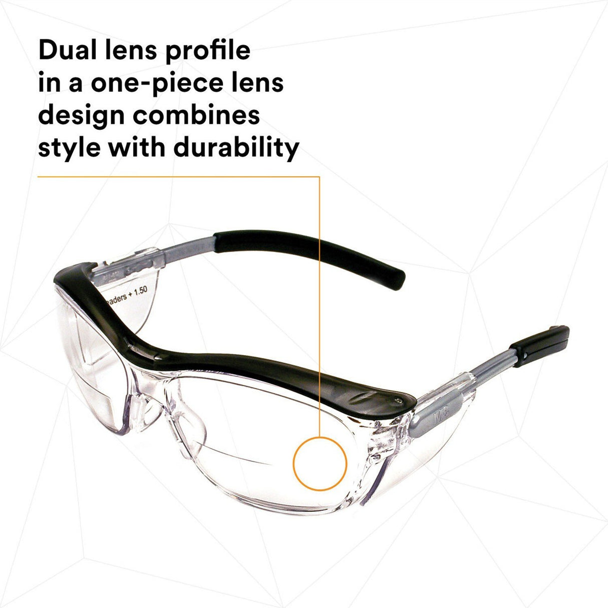 3M 11434-00000-20 Safety Glasses with Readers, Nuvo Protective Eyewear, +1.5 Diopter, Clear Lens, Retro Gray Frame, Soft Nose Bridge, Side Shields, ANSI Z87.1 (7000052797) - (20Pack) - 7