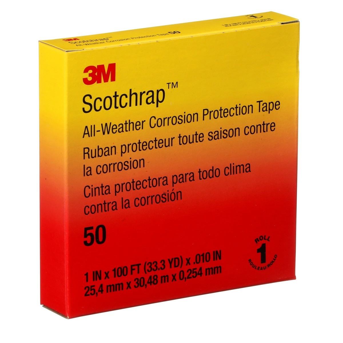 3M 50UP-1X100FT Vinyl Corrosion Protection Tape 50, Unprinted, Black, 1 in x 100 ft (7000057501) - (10Pack) - 9