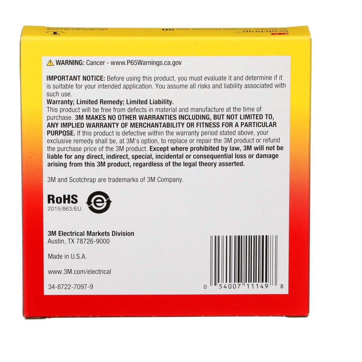 3M 50UP-1X100FT Vinyl Corrosion Protection Tape 50, Unprinted, Black, 1 in x 100 ft (7000057501) - (10Pack) - 10
