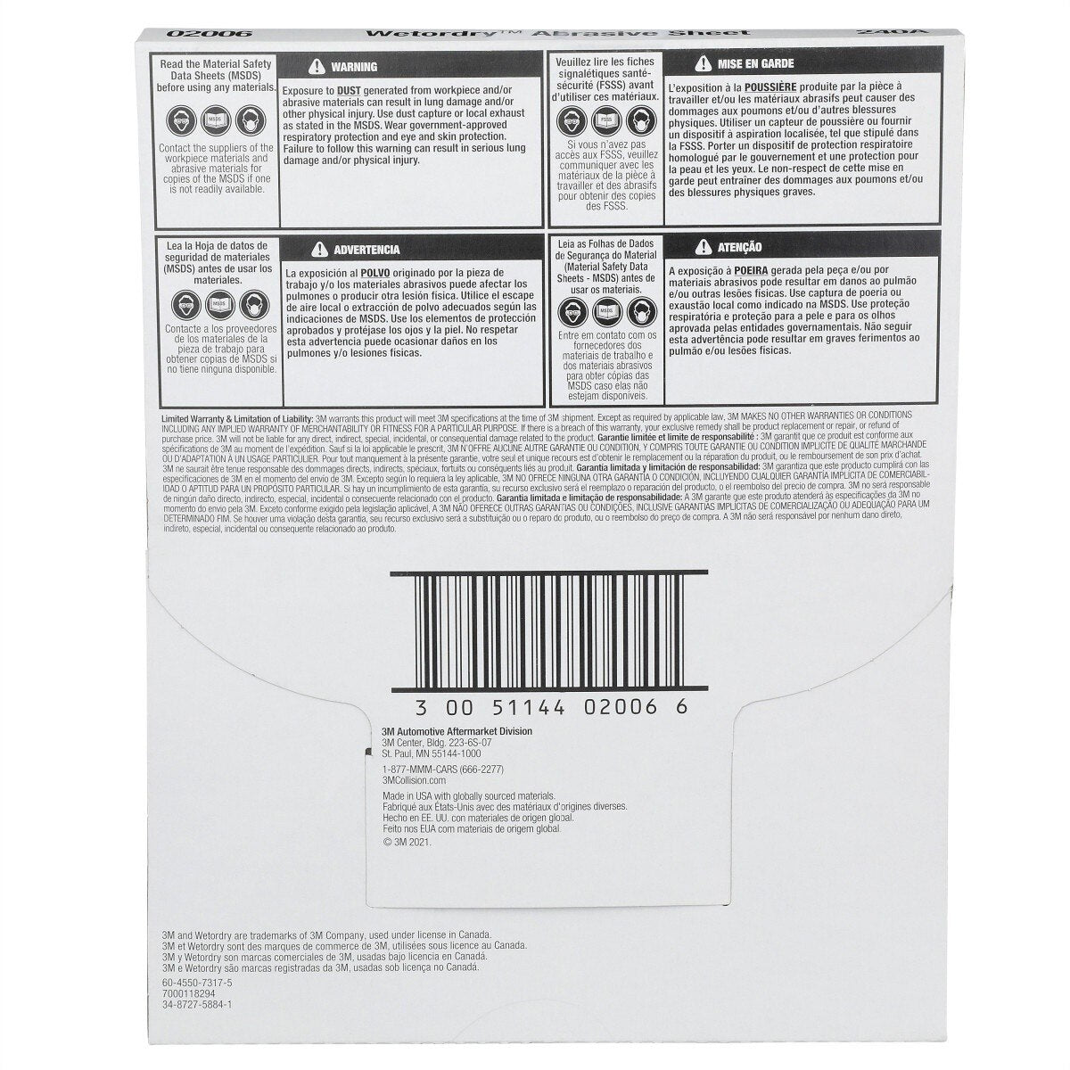 3M 413Q 02006 Wet Dry Abrasive Sheet, SiC 240 Grit, Black, 9 in x 11 in (7000118294) (250 Pack) - 4