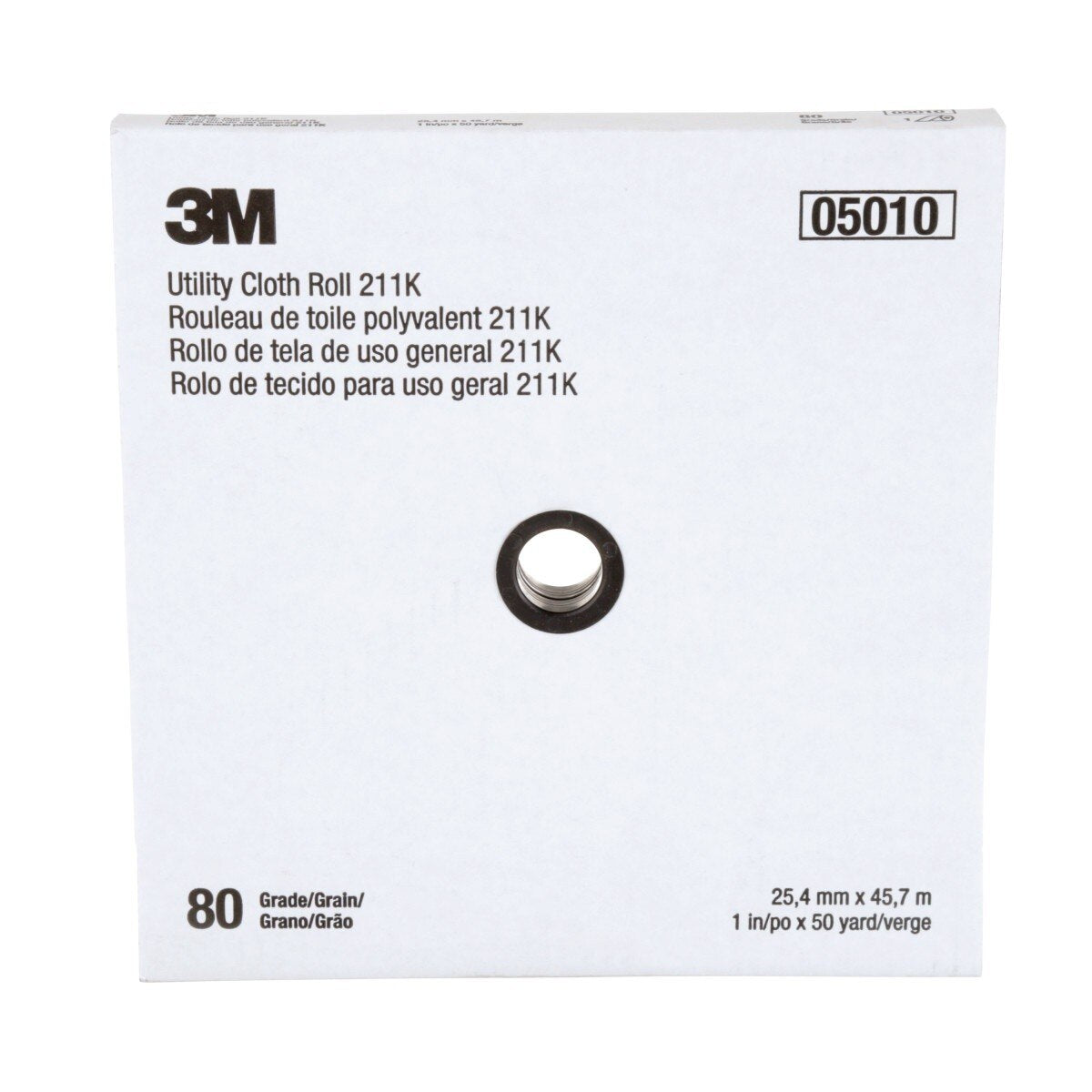 3M 211K Utility Cloth Roll, Aluminum Oxide 80 Grit J-weight Full-flex Gray, 1 in x 50 yd (7000118330) - (5Pack) - 5