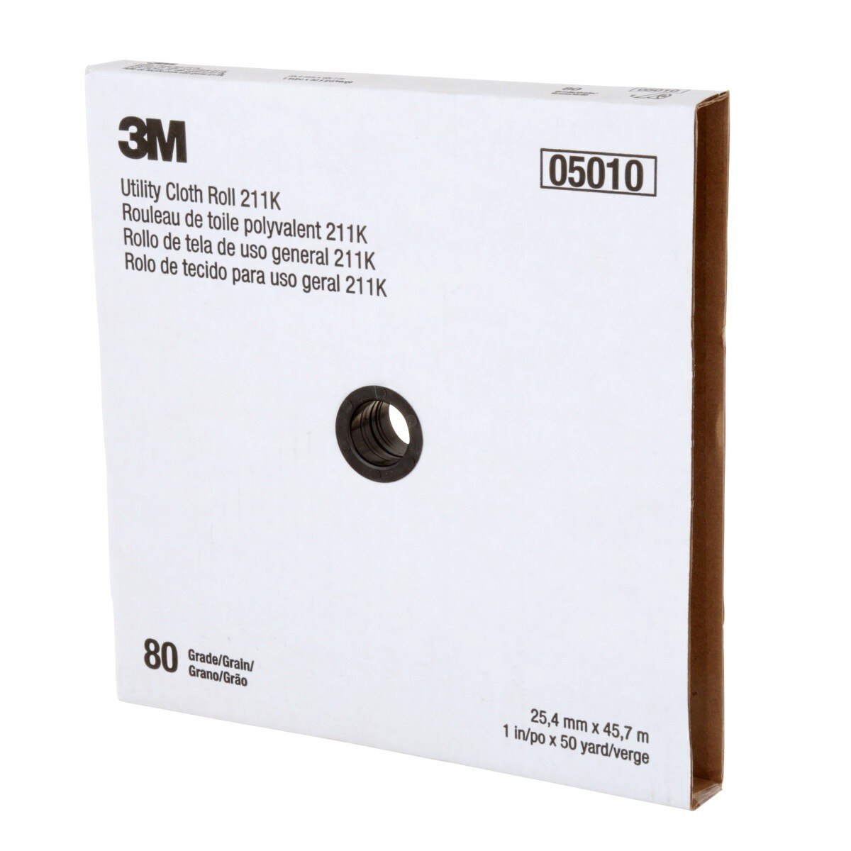 3M 211K Utility Cloth Roll, Aluminum Oxide 80 Grit J-weight Full-flex Gray, 1 in x 50 yd (7000118330) - (5Pack) - 7