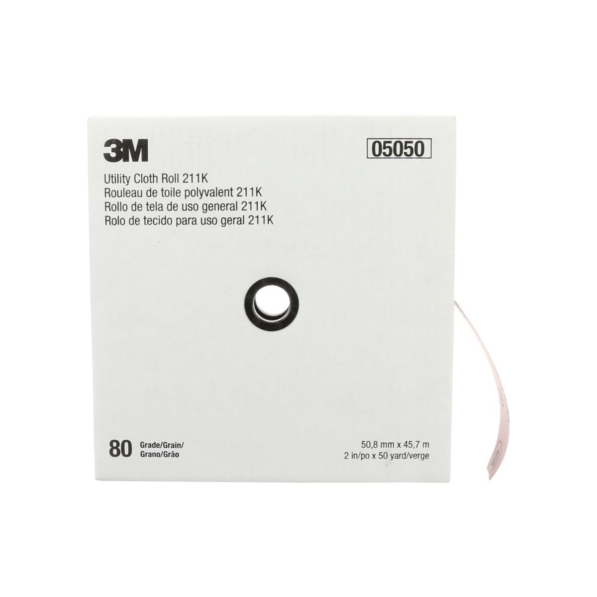 3M 211K Utility Cloth Roll, 80 Grit J-weight, Aluminum Oxide, Gray, 2 in x 50 yd, Full-flex (7000118332) - (5Pack)