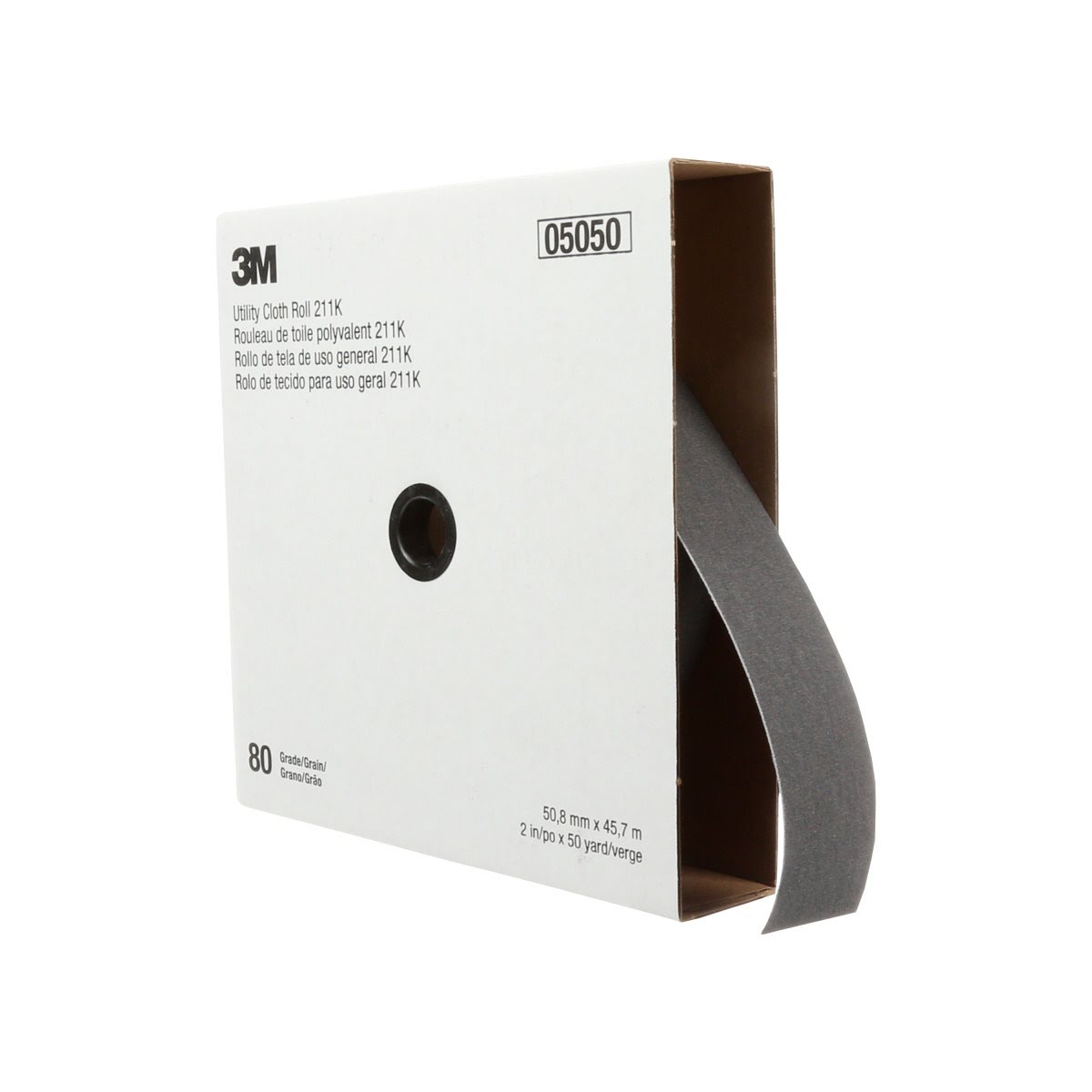 3M 211K Utility Cloth Roll, 80 Grit J-weight, Aluminum Oxide, Gray, 2 in x 50 yd, Full-flex (7000118332) - (5Pack) - 2