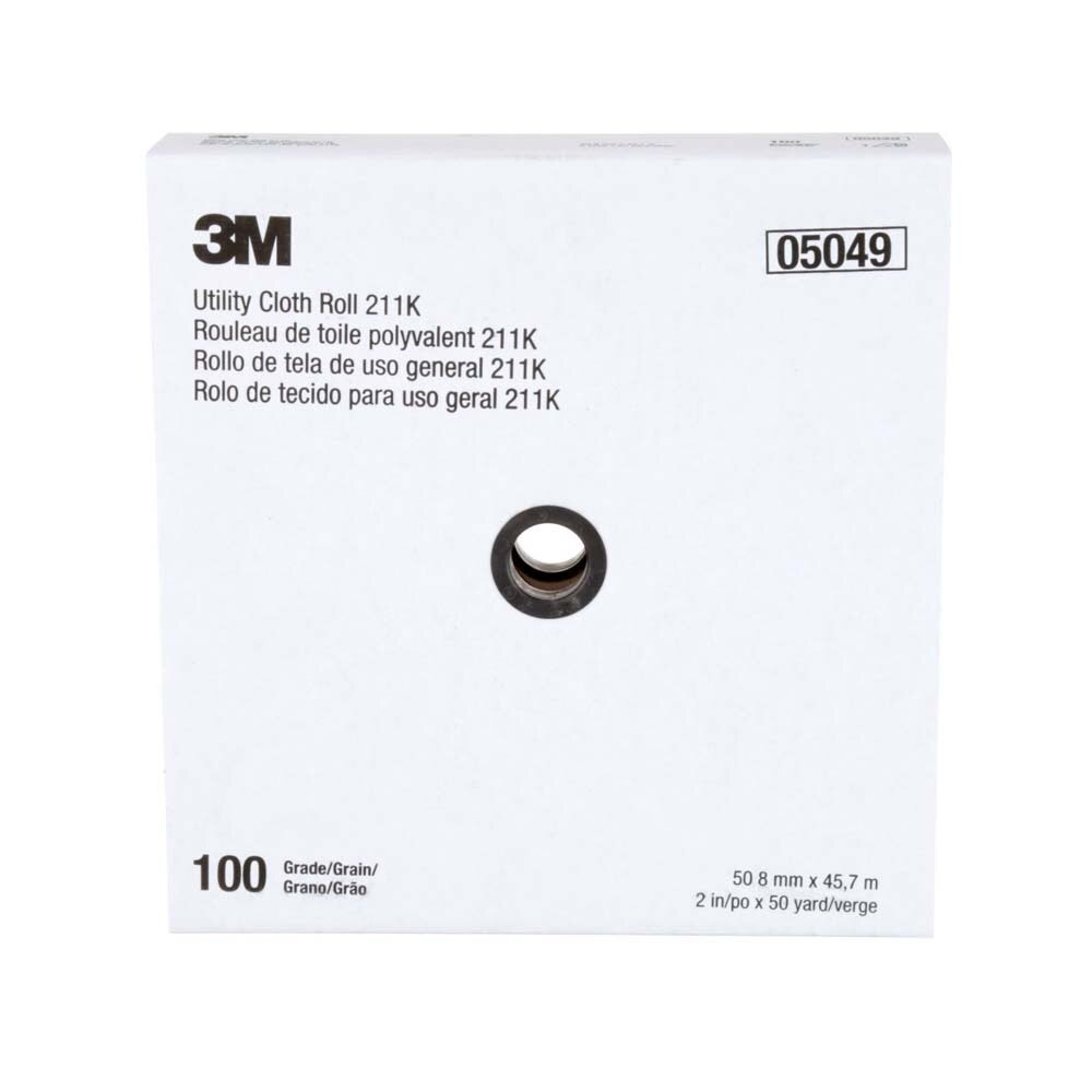 3M 211K Utility Cloth Roll , Aluminum Oxide, 2" Width x 50yd Length, 100 Grit (7000118334) - (5Pack) - 5