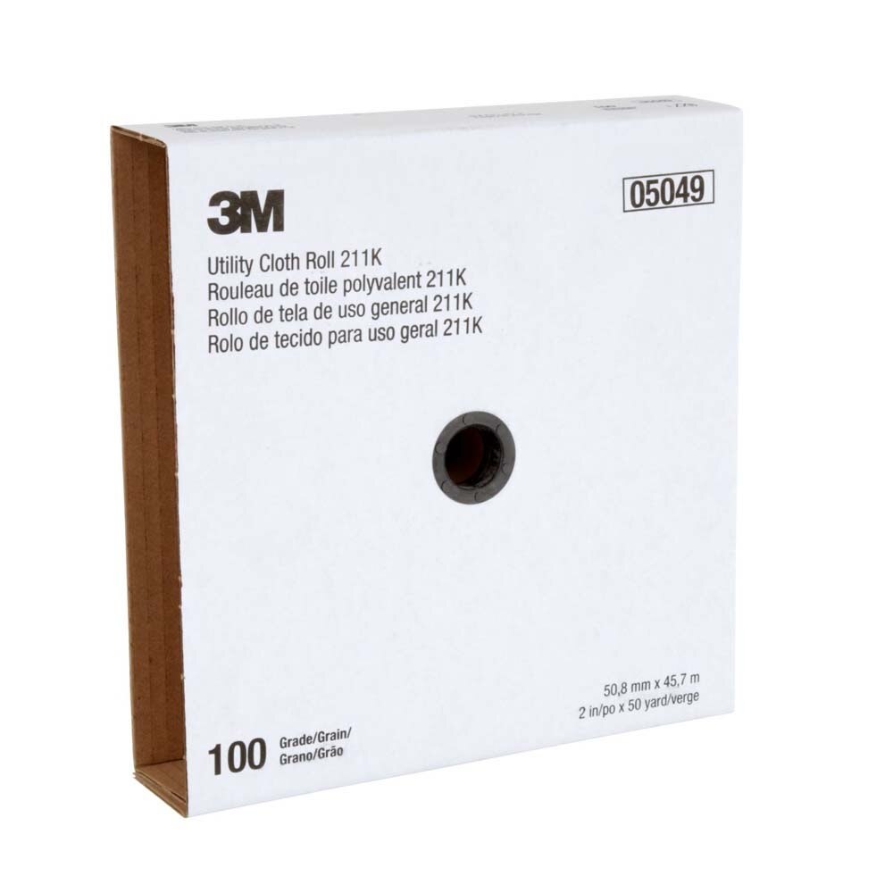 3M 211K Utility Cloth Roll , Aluminum Oxide, 2" Width x 50yd Length, 100 Grit (7000118334) - (5Pack) - 7