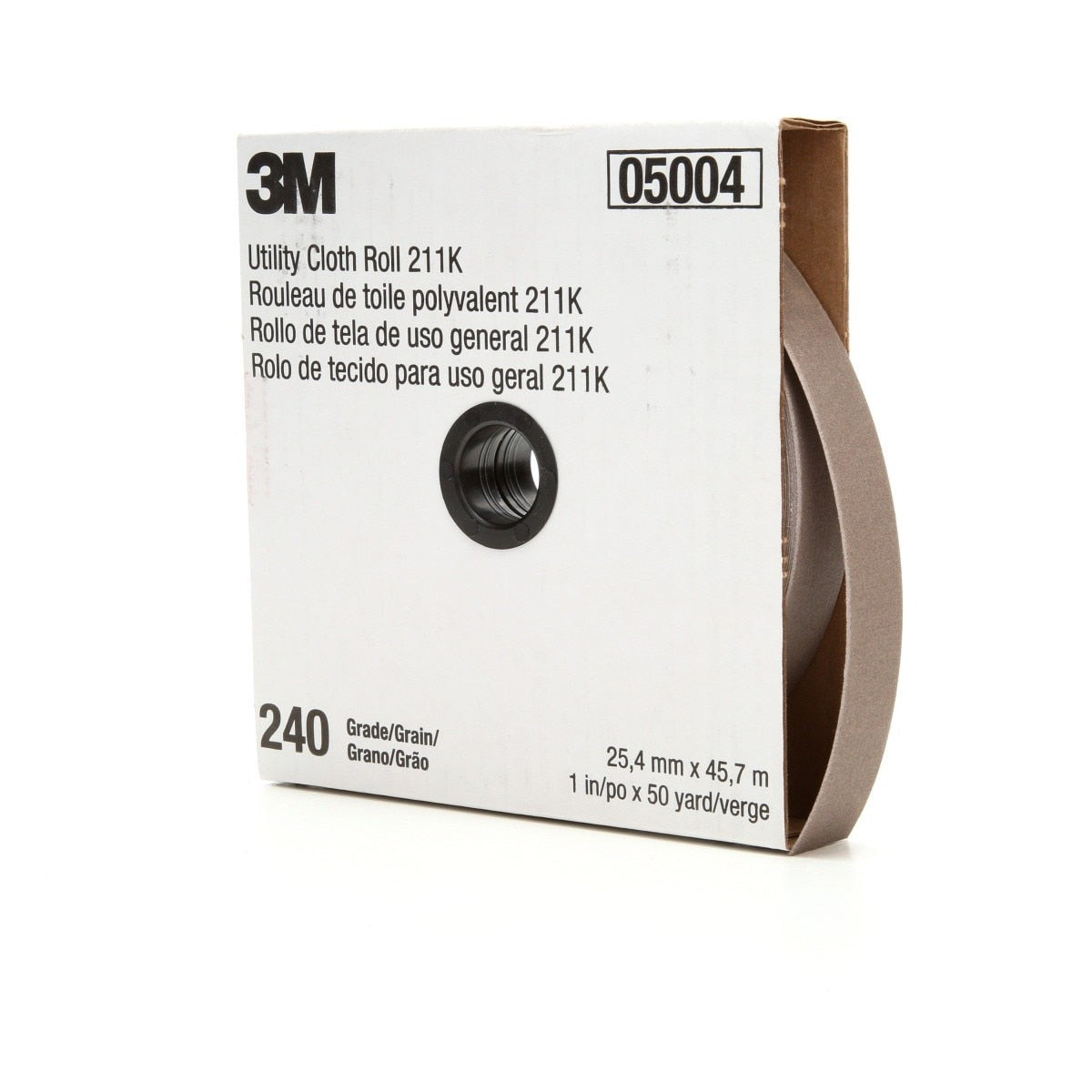 3M 211K Utility Cloth Roll, Aluminum Oxide, 240 Grit, Gray, 1-1/2 in x 50 yd, Full-flex (7000118347) - (5Pack)