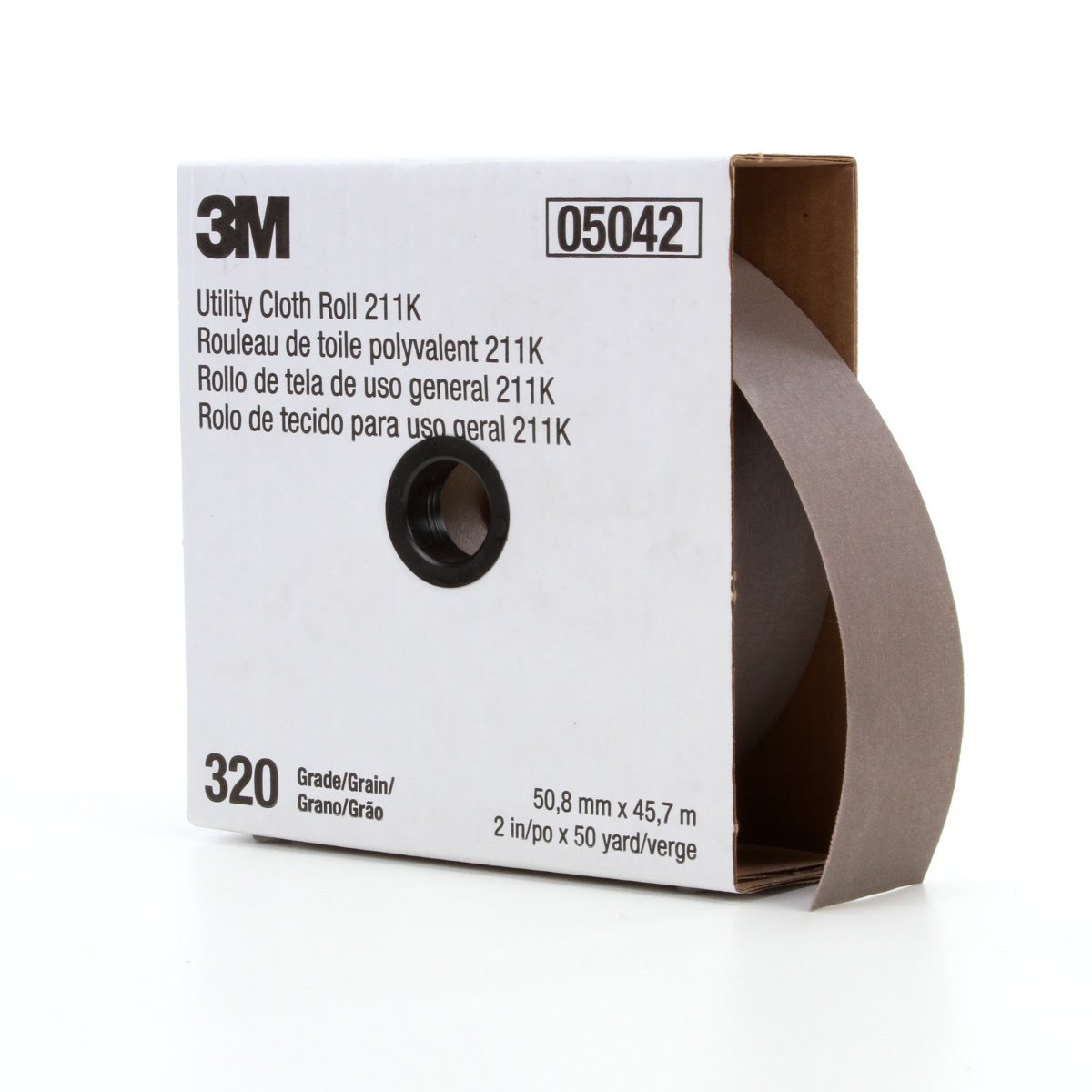3M 211K Utility Cloth Roll, Aluminum Oxide 320 Grit J Weight Full Flex Gray, 2 in x 50 yd (7000118352) - (5Pack) - 2