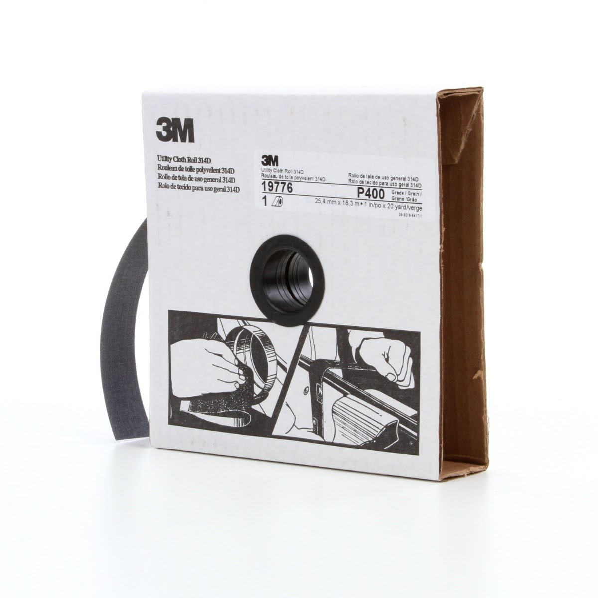 3M Utility Cloth Roll 314D P400 J Weight 1 in x 20 yd (7000118498) - (5Pack) - 3