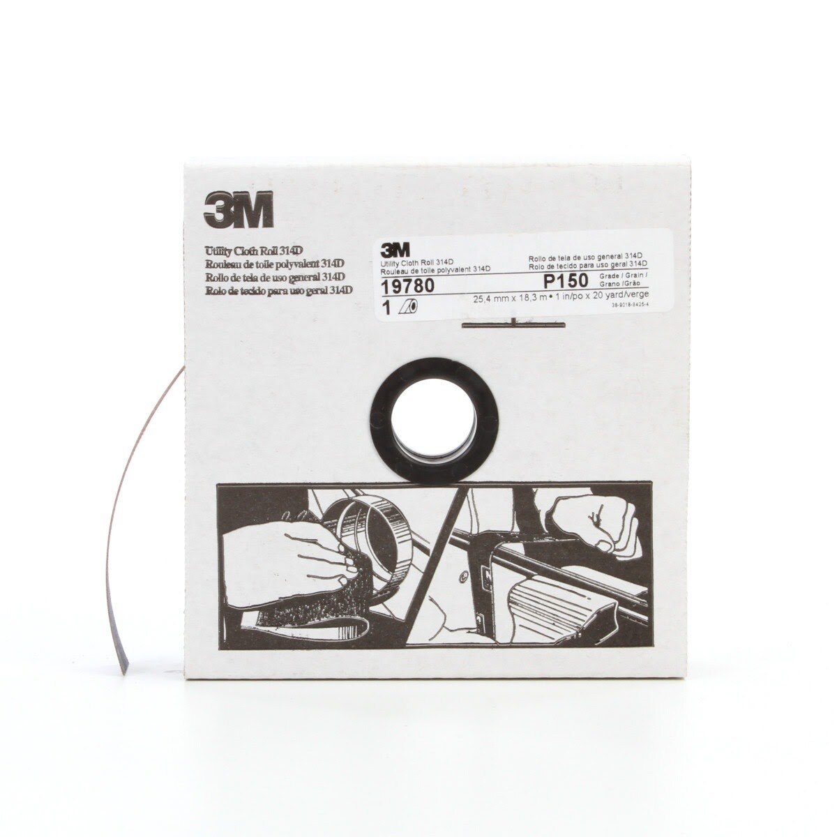 3M 314D Utility Cloth, P150 J-weight, 1 in x 20 yd (7000118502) - (5Pack)