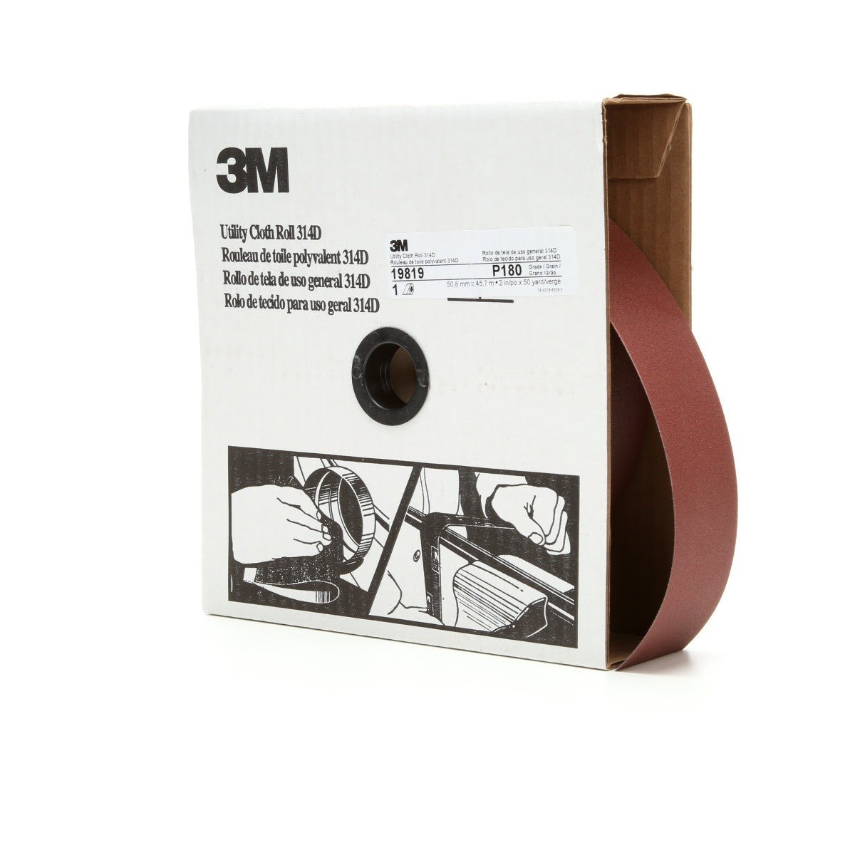 3M 314D Utility Cloth, P180 J-weight, 2 in x 50 yd (7000118539) - (5Pack)