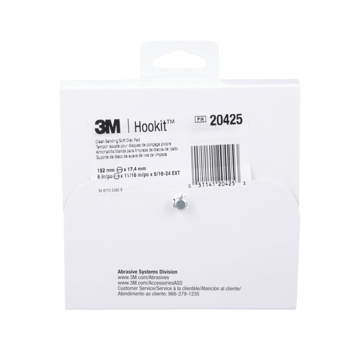 3M 20425 Hookit Soft Disc Pad, Hook and Loop Attachment, Soft, Yellow, 6 in x 1/2 in, 25 Holes (7000118613) - (10Pack) - 8