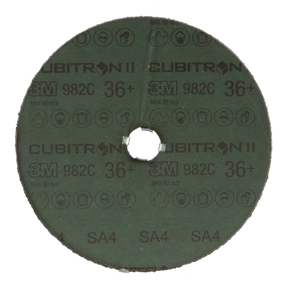 3M 982C Cubitron II Fibre Disc 7 in. GL Quick Change 36+ Grit Precision-Shaped Grain Abrasive Discs for Heavy Grinding, Deburring, Beveling, Finishing, and Weld Removal (7000119163) (100 Pack) - 2