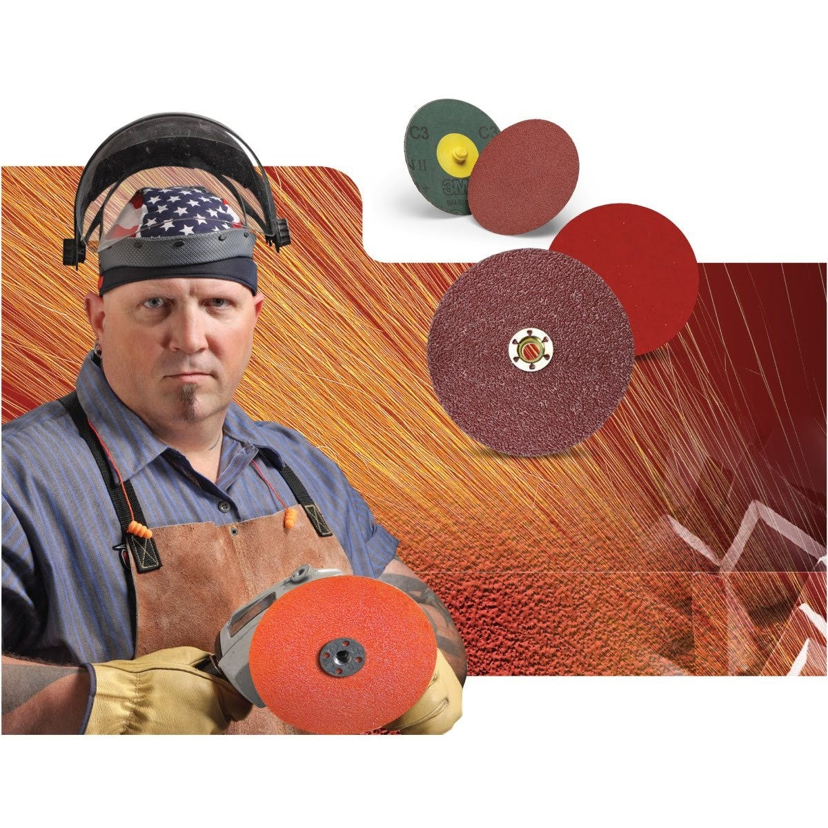 3M 987C Cubitron II Fibre Disc, 60+ Grit, Precision Shaped Ceramic, Orange, 5 in x 7/8 in Center Hole, For Right Angle Grinders (7000119208) (100 Pack) - 5