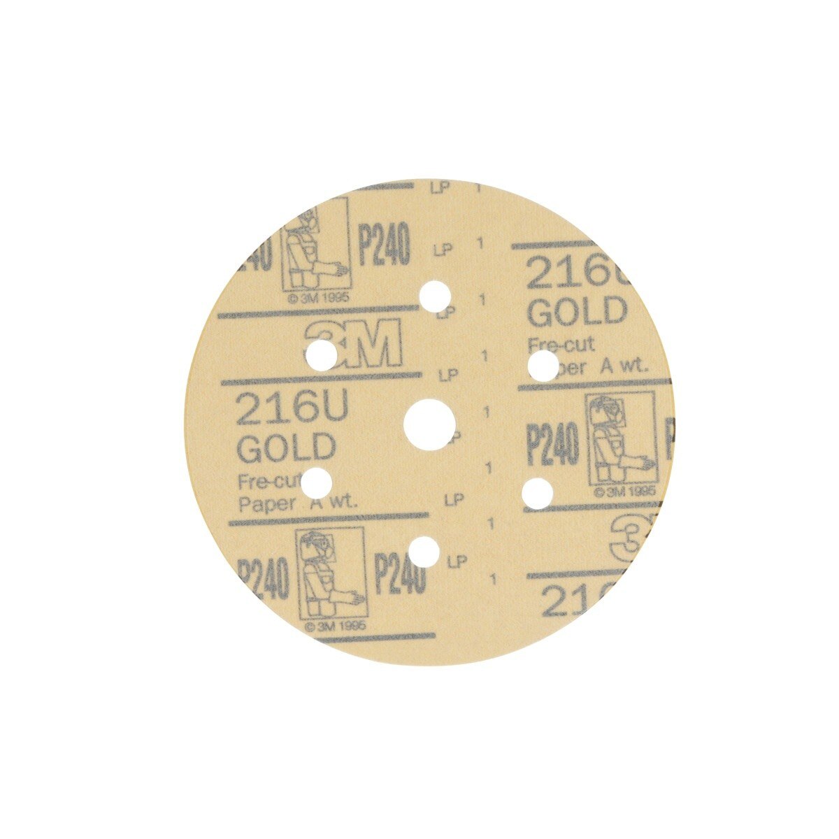 3M 216U 01077 Hookit Gold Disc Dust Free Aluminum Oxide P240 6 in 7 Hole (7000119697) (400 Pack)