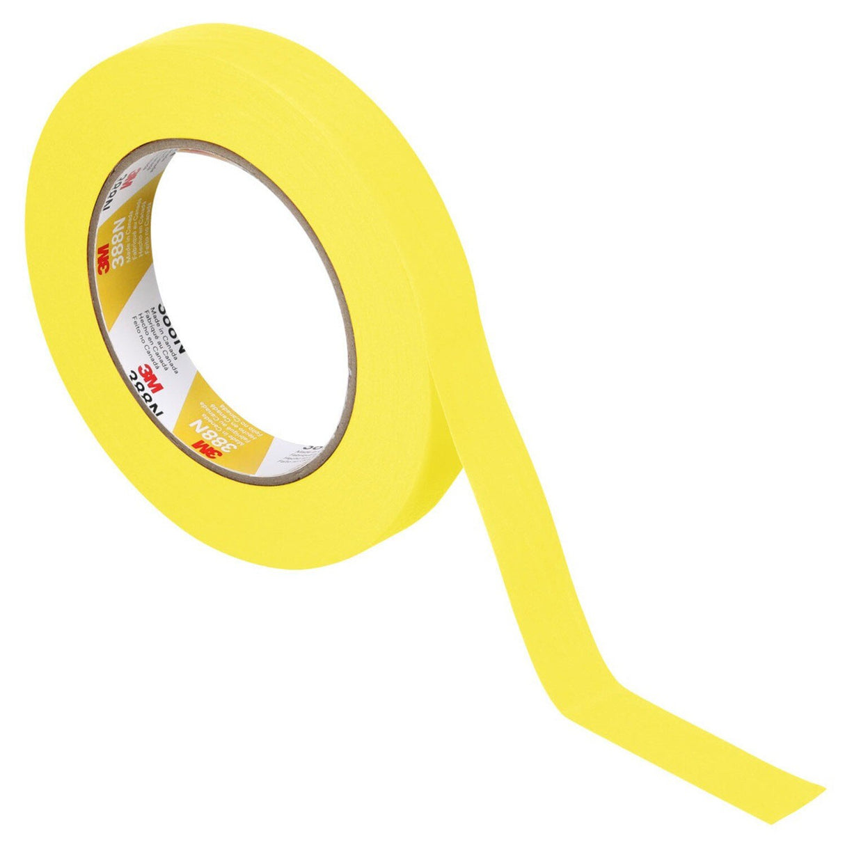 3M 388N 06652 Automotive Refinish Masking Tape, Yellow, Crepe Paper, 18 mm x 55 m, Moisture and Solvent Resistant (7000119815) - (48Pack) - 4