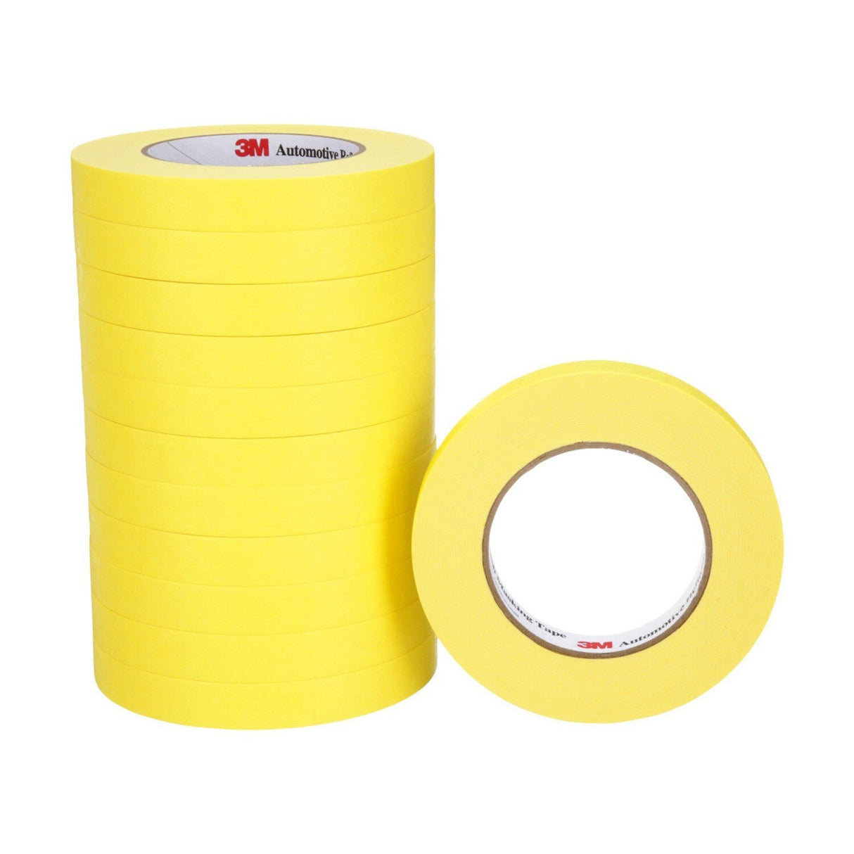 3M 388N 06652 Automotive Refinish Masking Tape, Yellow, Crepe Paper, 18 mm x 55 m, Moisture and Solvent Resistant (7000119815) - (48Pack) - 5