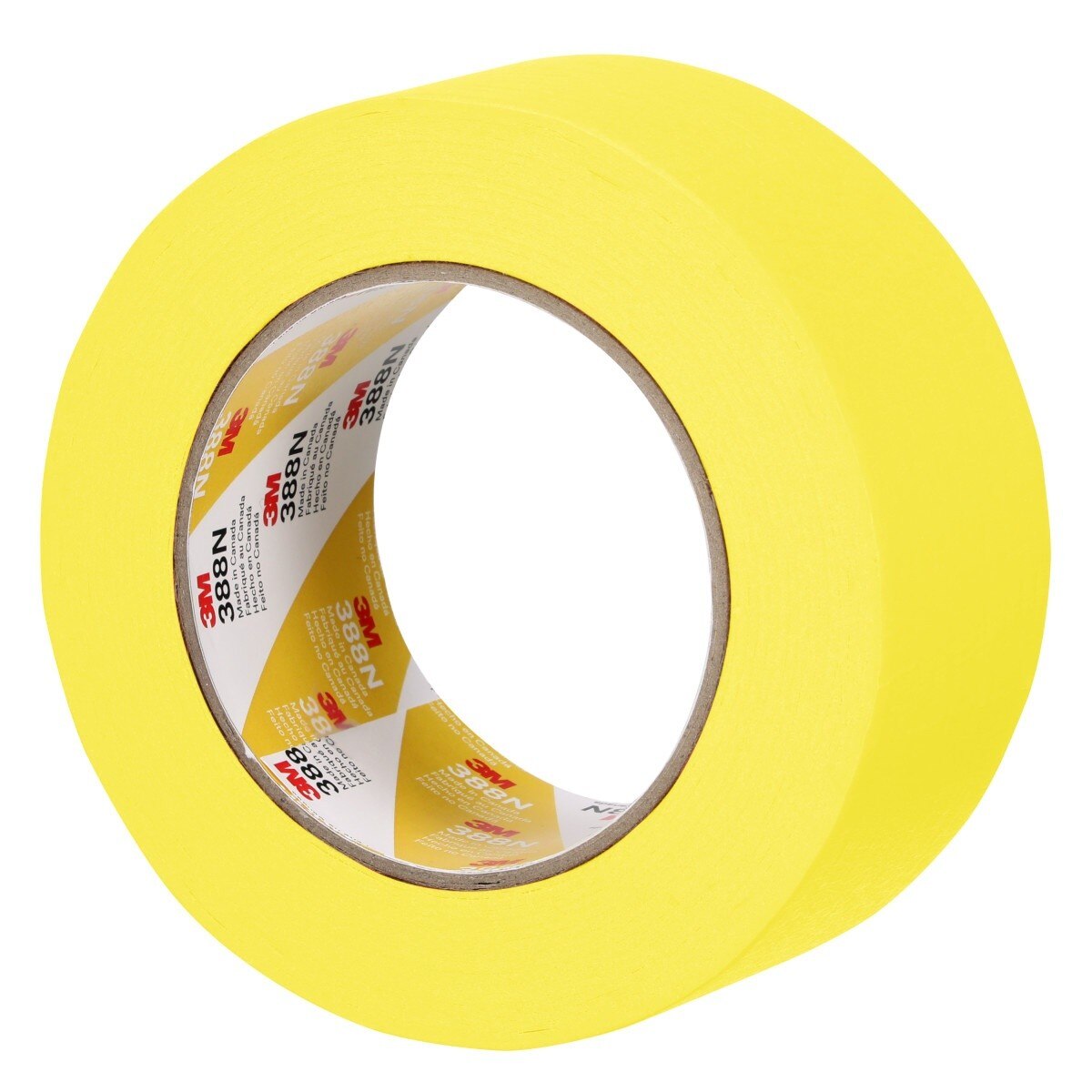 3M 388N Automotive Refinish Masking Tape, Rubber Adhesive, Yellow Crepe Paper Backing, Moisture and Solvent Resistant, 48 mm x 55 m (06656) (7000119819) - (24Pack) - 2