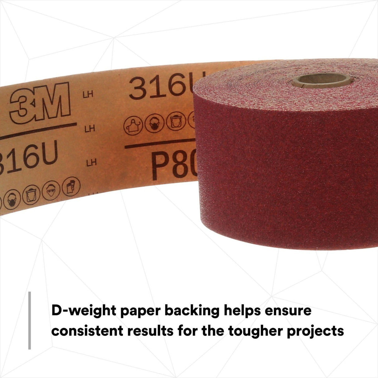 3M 316U Stikit Stikit Red Abrasive Sheet Roll, No Hole, P80, 2-3/4 in x 25 yd, D Weight (01688) (7000119931) - (6Pack) - 8