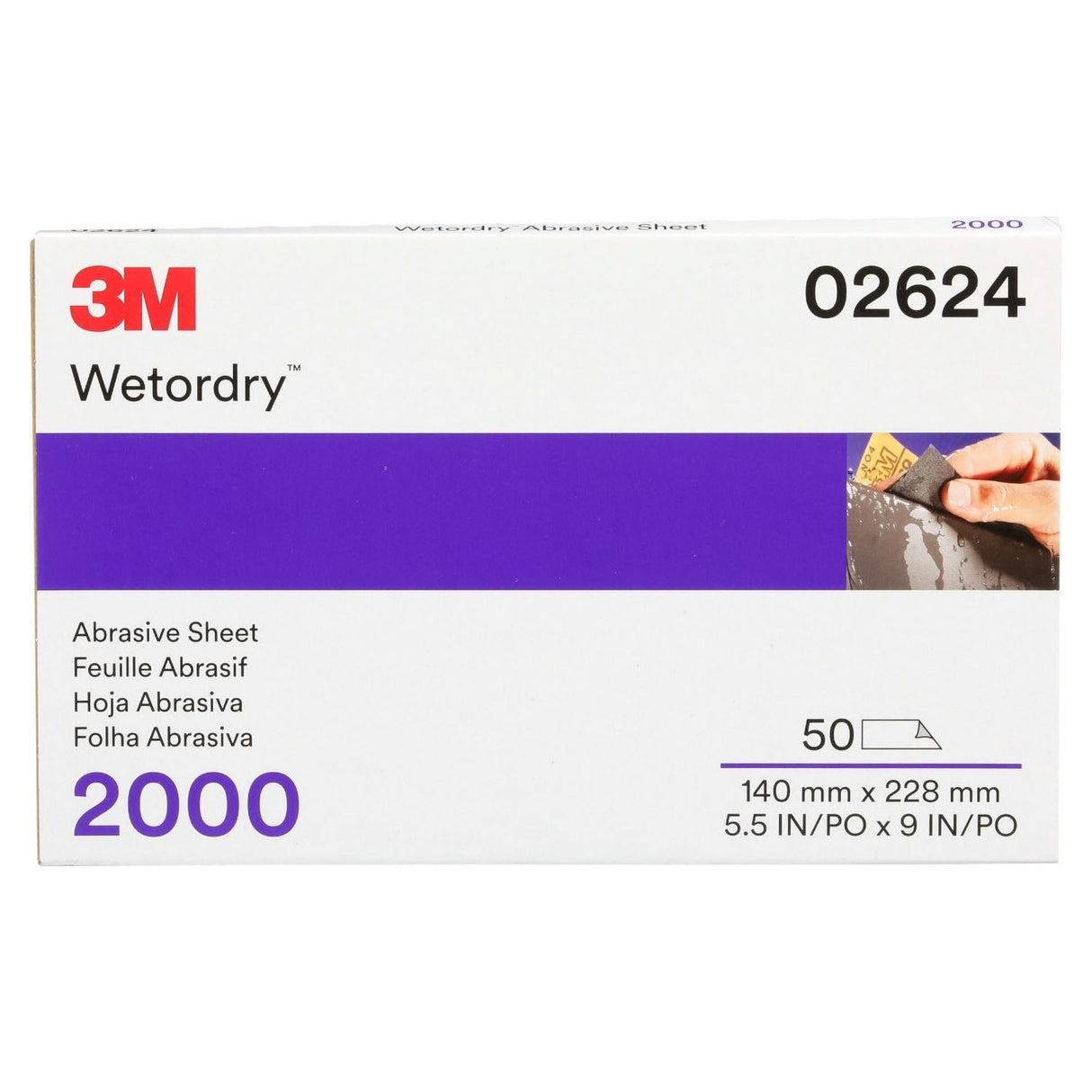 3M 434Q 02624 Abrasive Sheet, Silicon Carbide 2000 Grit, Black, 5-1/2 in x 9 in, Wet/Dry Sandpaper Sheets for Auto Sanding and Paint Prep (7000120122) (250 Pack)