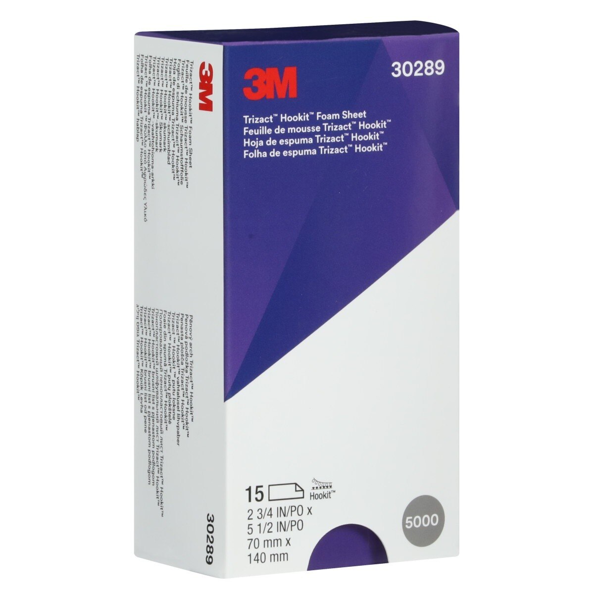 3M 443SA 30289 Trizact Hookit Foam Abrasive Sheet, 5000 Grit, Teal, 2-3/4 in x 5-1/2 in, 15 Sheets per Carton (7000120135) (60 Pack) - 5