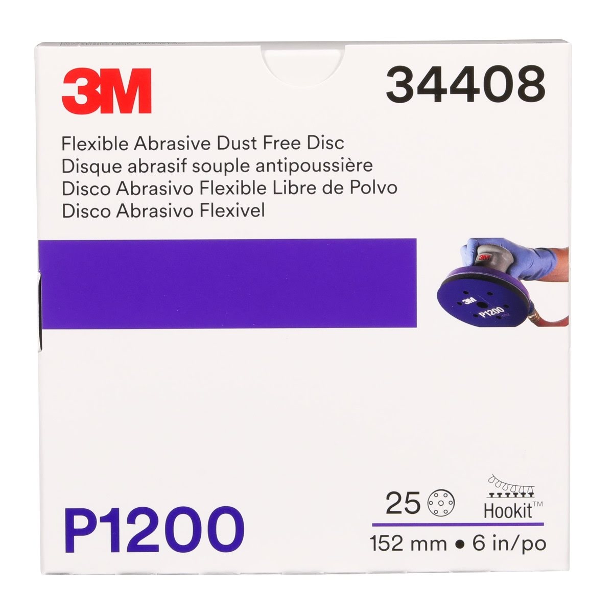 3M 270J 34408 Hookit Flexible Abrasive Disc, Dust Free, P1200, Purple, 6 in, Paint Finishing, Defect Removal, Clear Coat Sanding (7000120197) (125 Pack) - 8