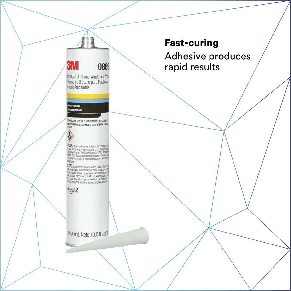 3M 08693 Auto Glass Urethane Windshield Adhesive, Medium Viscosity, High-Strength, Fast-Curing, Black, 310 mL/10.5 fl oz Cartridge (7000120424) - 3