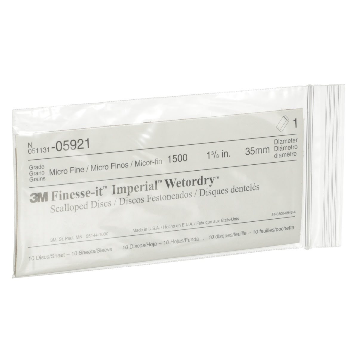 3M 401Q Finesse-it Imperial Wetordry Scallop Abrasive Disc, PSA, SiC, 1500 Grit, Black, 1 3/8 in (05921) (7000120445) - (10Pack) - 5