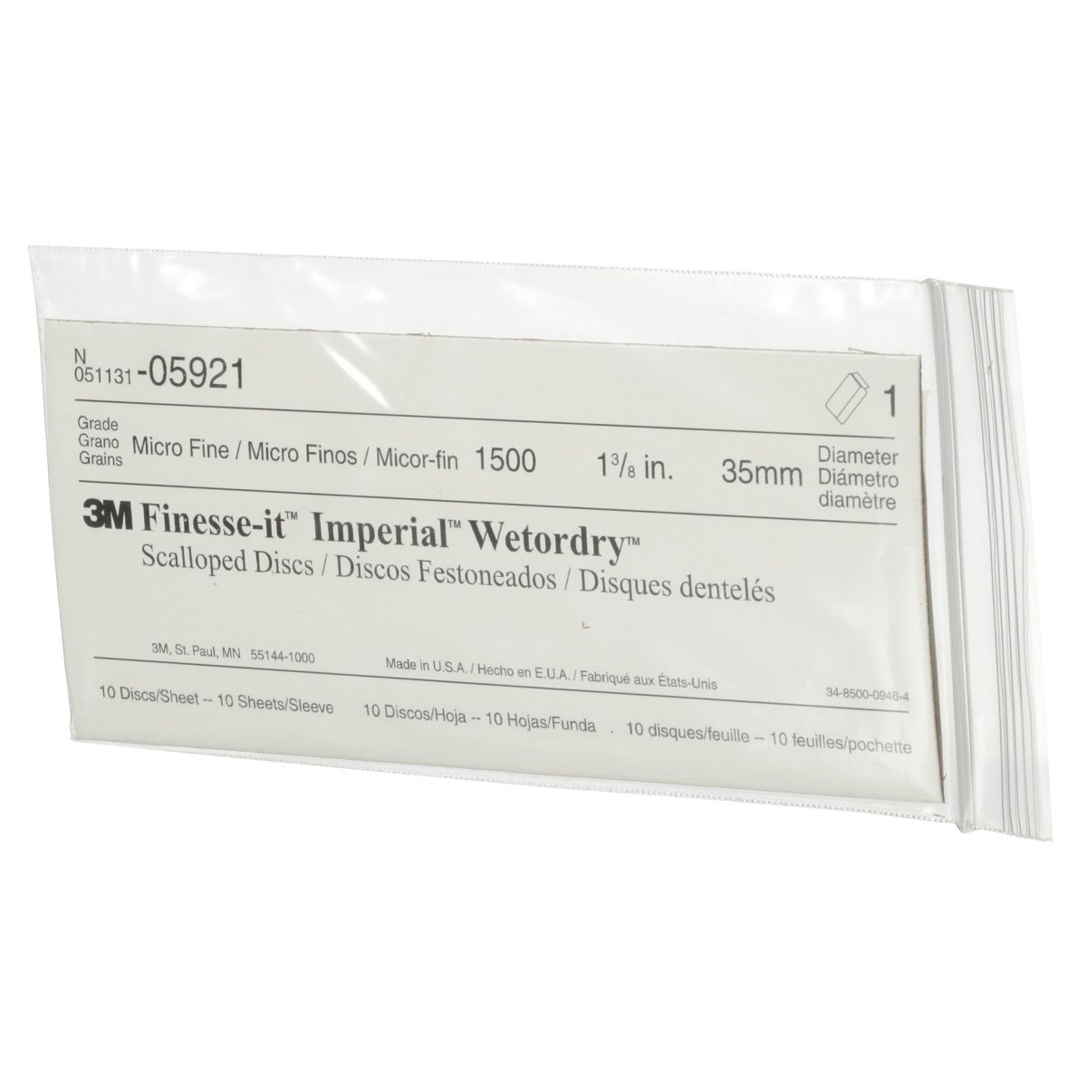3M 401Q Finesse-it Imperial Wetordry Scallop Abrasive Disc, PSA, SiC, 1500 Grit, Black, 1 3/8 in (05921) (7000120445) - (10Pack) - 7