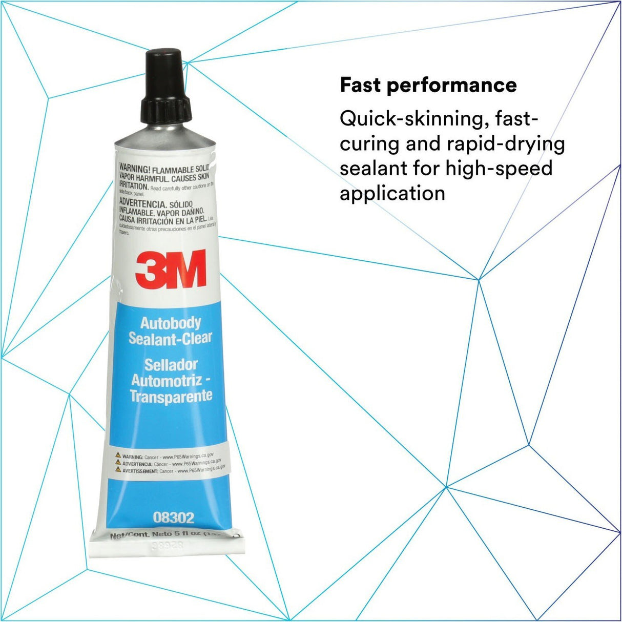 3M Ultrapro Autobody Sealant, Clear, High-Solids, Heavy-Bodied, Fast-Curing, Solvent-Based, 5 oz Tube (08302) (7000120449) - (6Pack) - 10