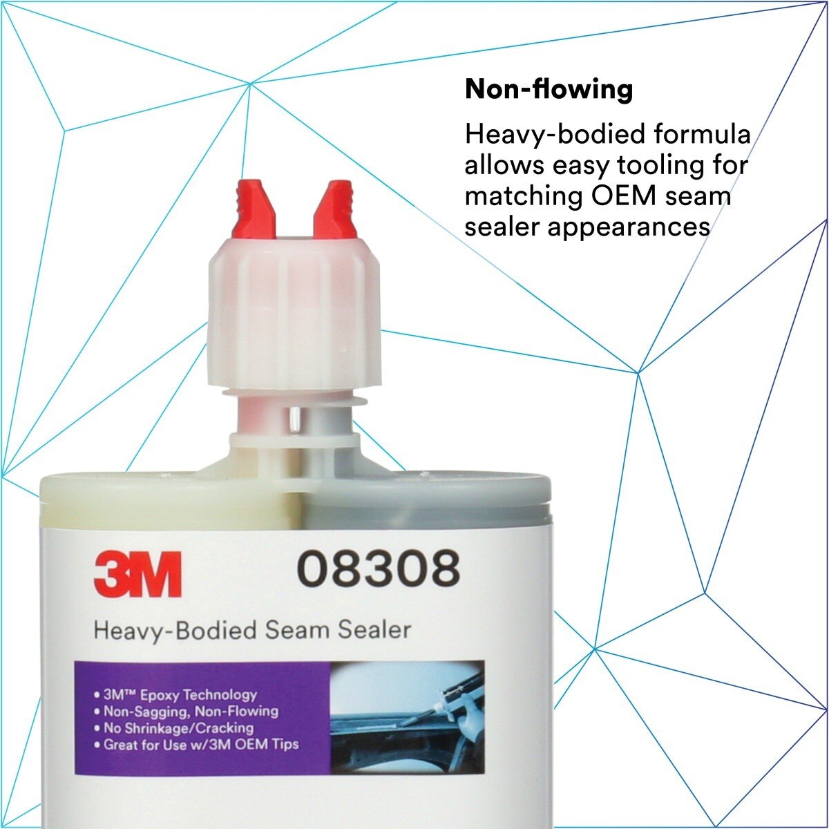 3M 08308 Heavy-Bodied Seam Sealer Two-Part Self-Mixing Automotive Epoxy Black 200 ml 6.75 fl oz Cartridge (7000120463) - (6Pack) - 6